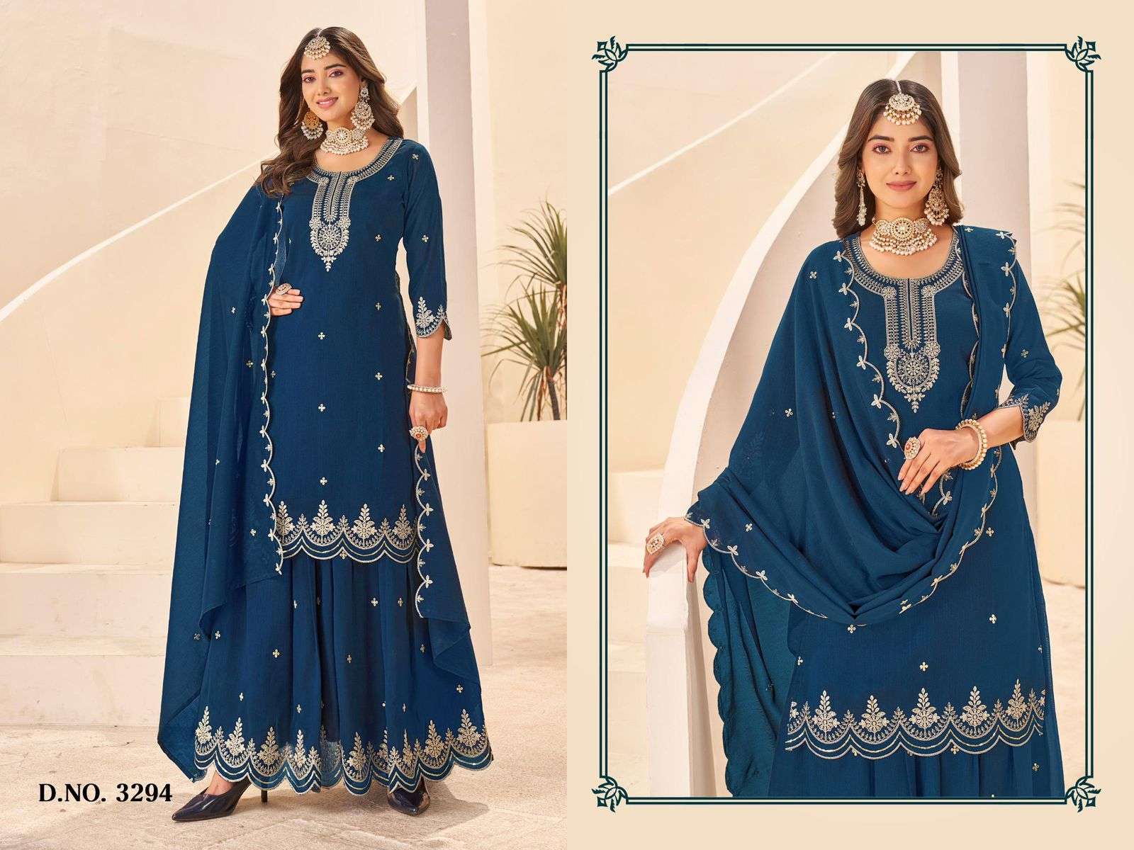 D.NO :- 3290 TO 3295 BY LADIES FLAVOUR IN VICHITRA SILK WITH HEAVY EMBROIDERY WORK 