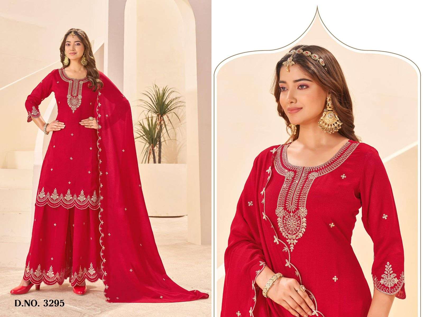 D.NO :- 3290 TO 3295 BY LADIES FLAVOUR IN VICHITRA SILK WITH HEAVY EMBROIDERY WORK 