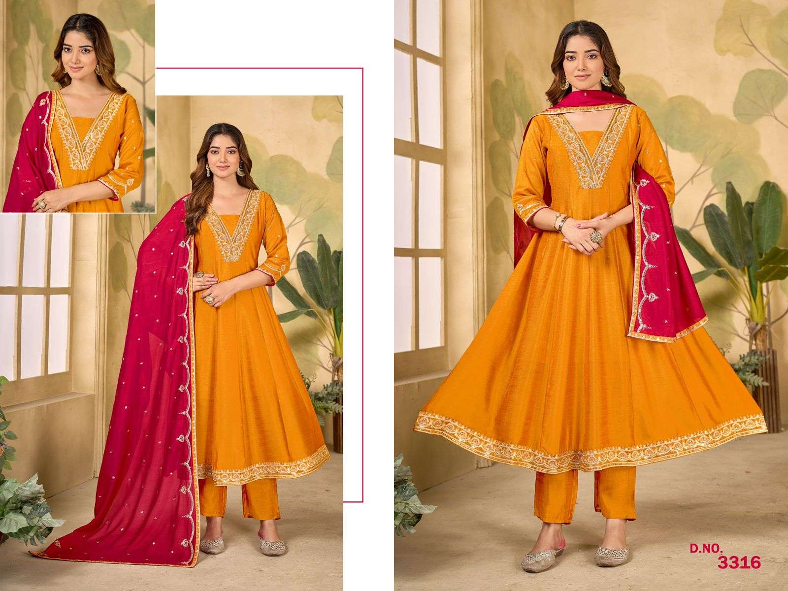 D.NO :- 3315 To 3316 BY LADIES FLAVOUR IN VICHITRA SILK WITH EMBROIDERY WORK & INNER 
