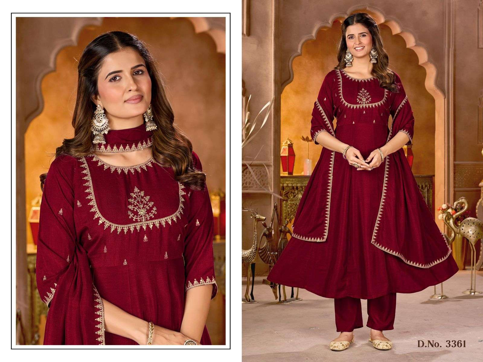 D.NO :- 3361 TO 3364 BY LADIES FLAVOUR IN VICHITRA SILK  WITH EMBROIDERY WORK & INNER 