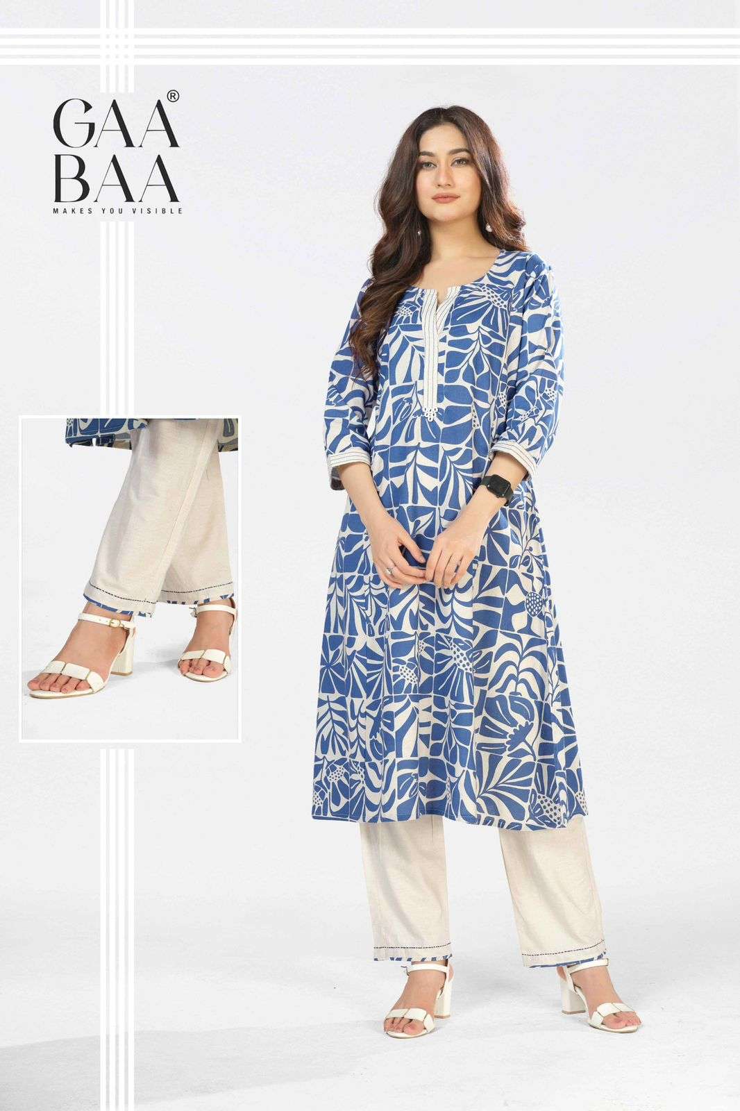 D.NO :- 950 BY GAABAA IN SOFT COTTON FLEX CO-ORD SET WITH VALUE ADDITIONS AND HAND STITCH 