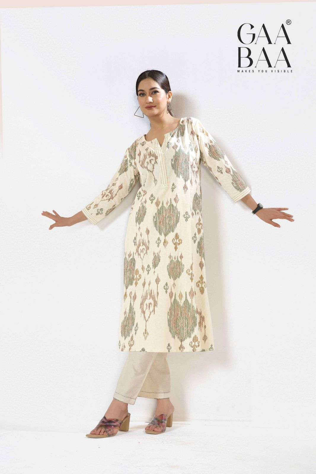 D.NO :- 950 BY GAABAA IN SOFT COTTON FLEX CO-ORD SET WITH VALUE ADDITIONS AND HAND STITCH 