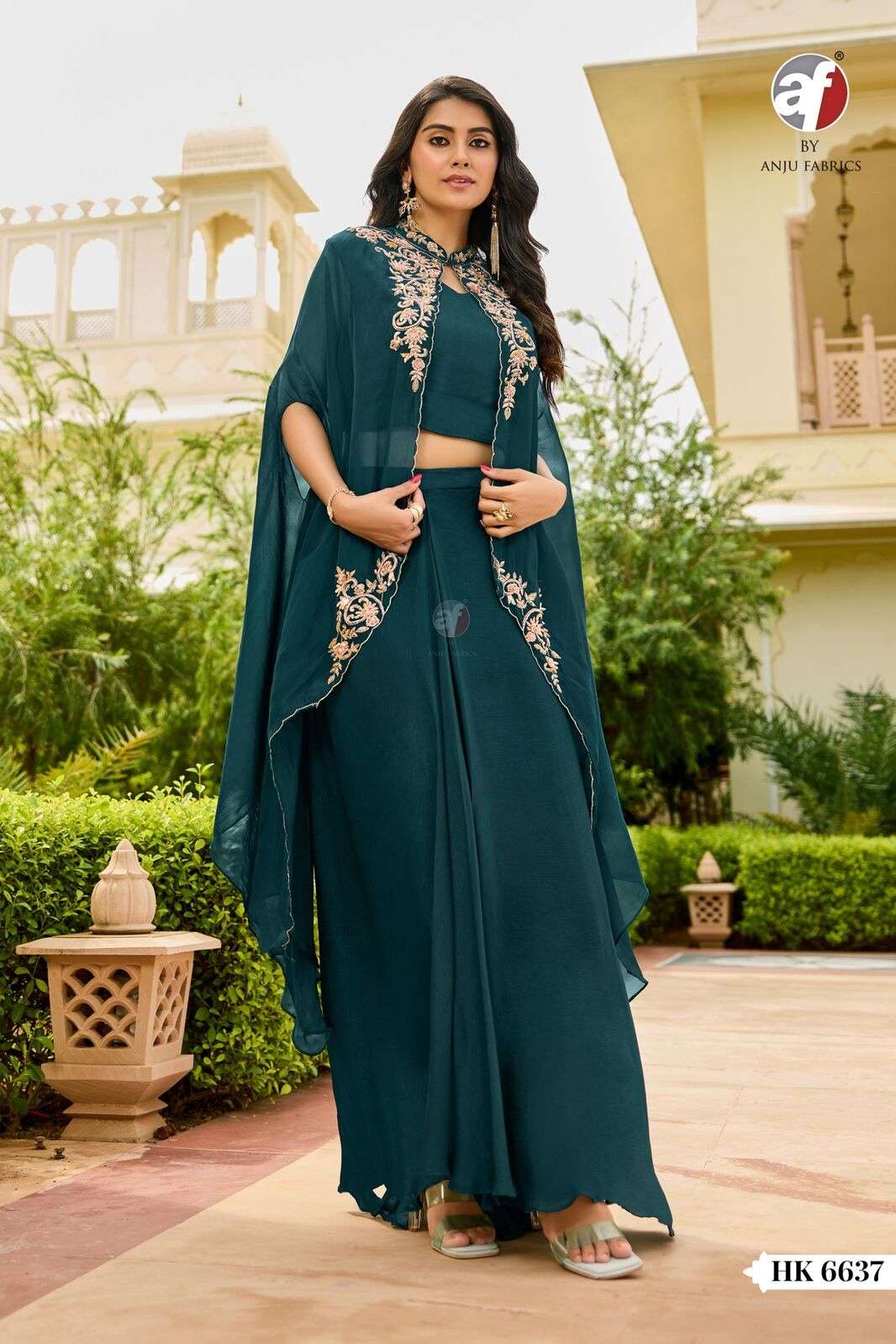 D.NO:- HK 6637 BY ANJU FABRICS IN PURE CHINON CHIFFON WITH PURE HEAVY HANDWORK 
