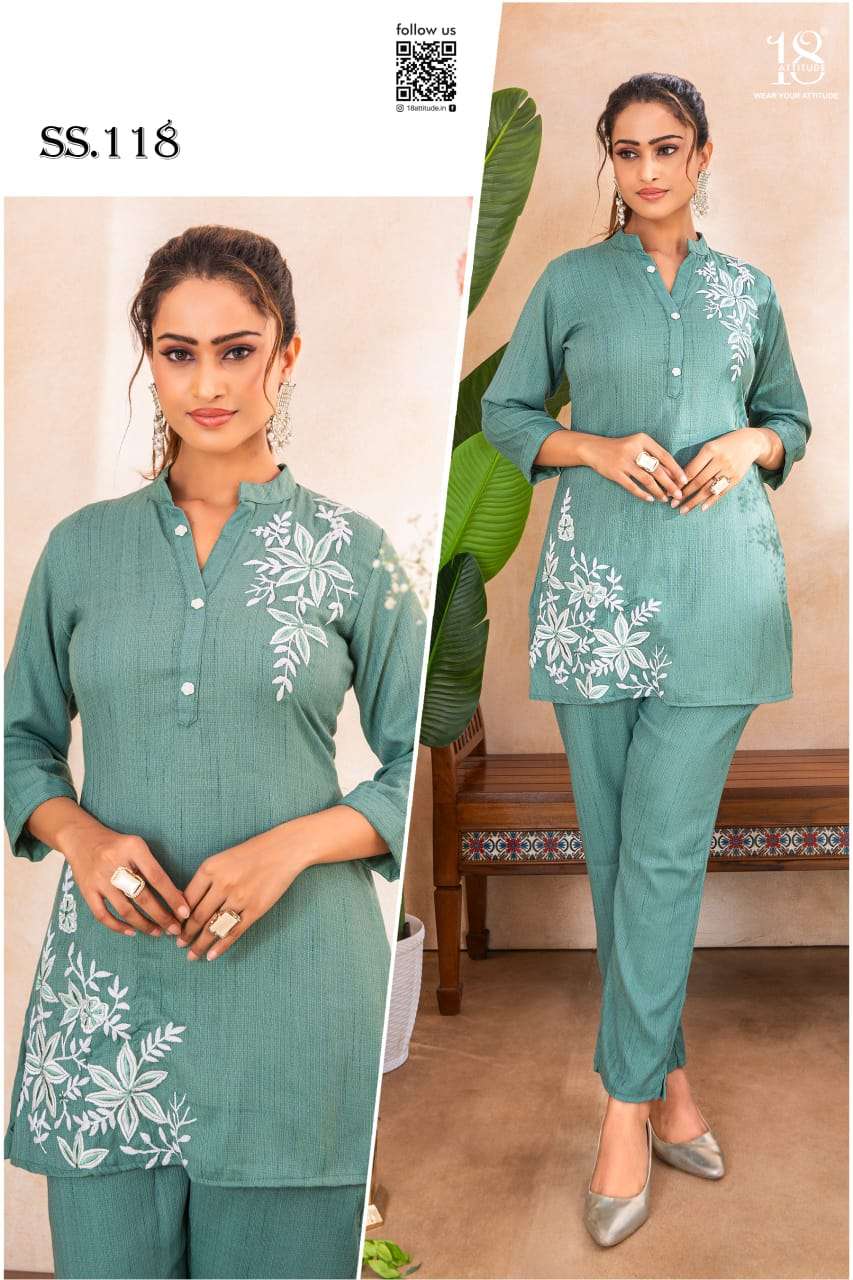 D.NO :- SS-118 BY 18 ATTITUDE IN VATICAN GOLD CO-ORD SET WITH HAND WORK 