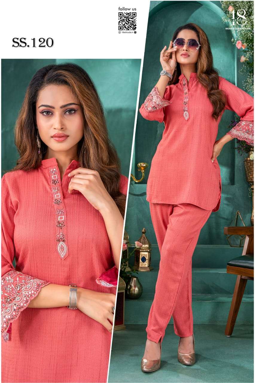 D.NO :- SS-120 BY 18 ATTITUDE IN VATICAN GOLD CO-ORD SET WITH HAND WORK