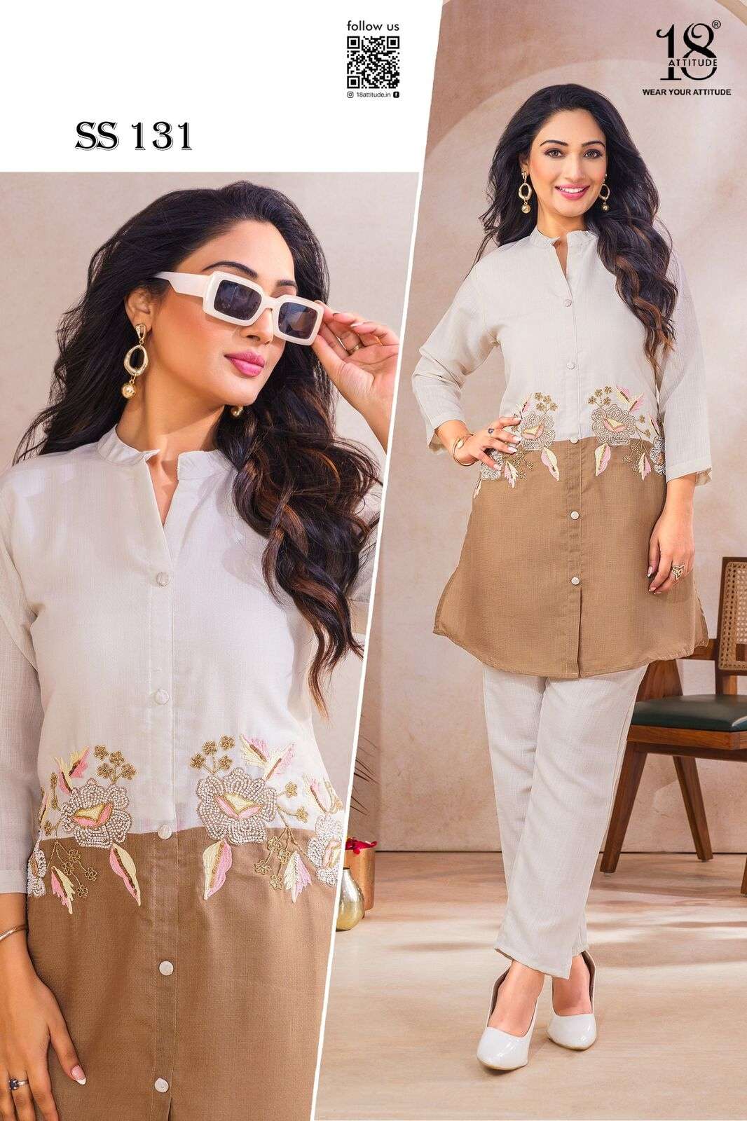 D.NO :- SS-131 BY 18 ATTITUDE IN NEW BSY VISCOUS CO-ORD SET WITH HAND WORK 