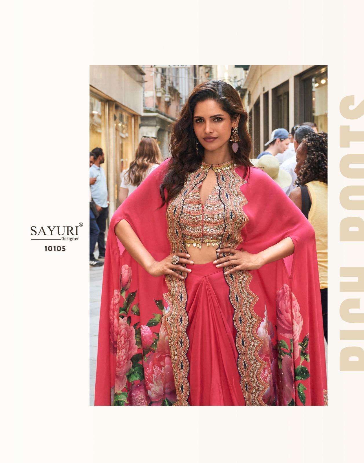 FLORANCE BY SAYURI DESIGNER IN REAL FRENCH CREP SILK WITH HANDWORK BLOUSE & STYLIST DHOTI 