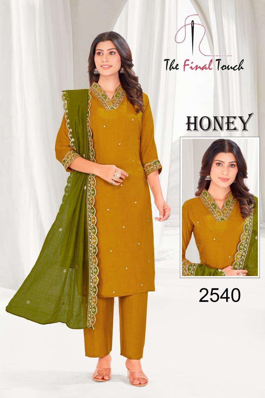 HONEY BY R R FASHION IN MAL CHANDERI WITH EMBROIDERY WORK & COTTON INNER 