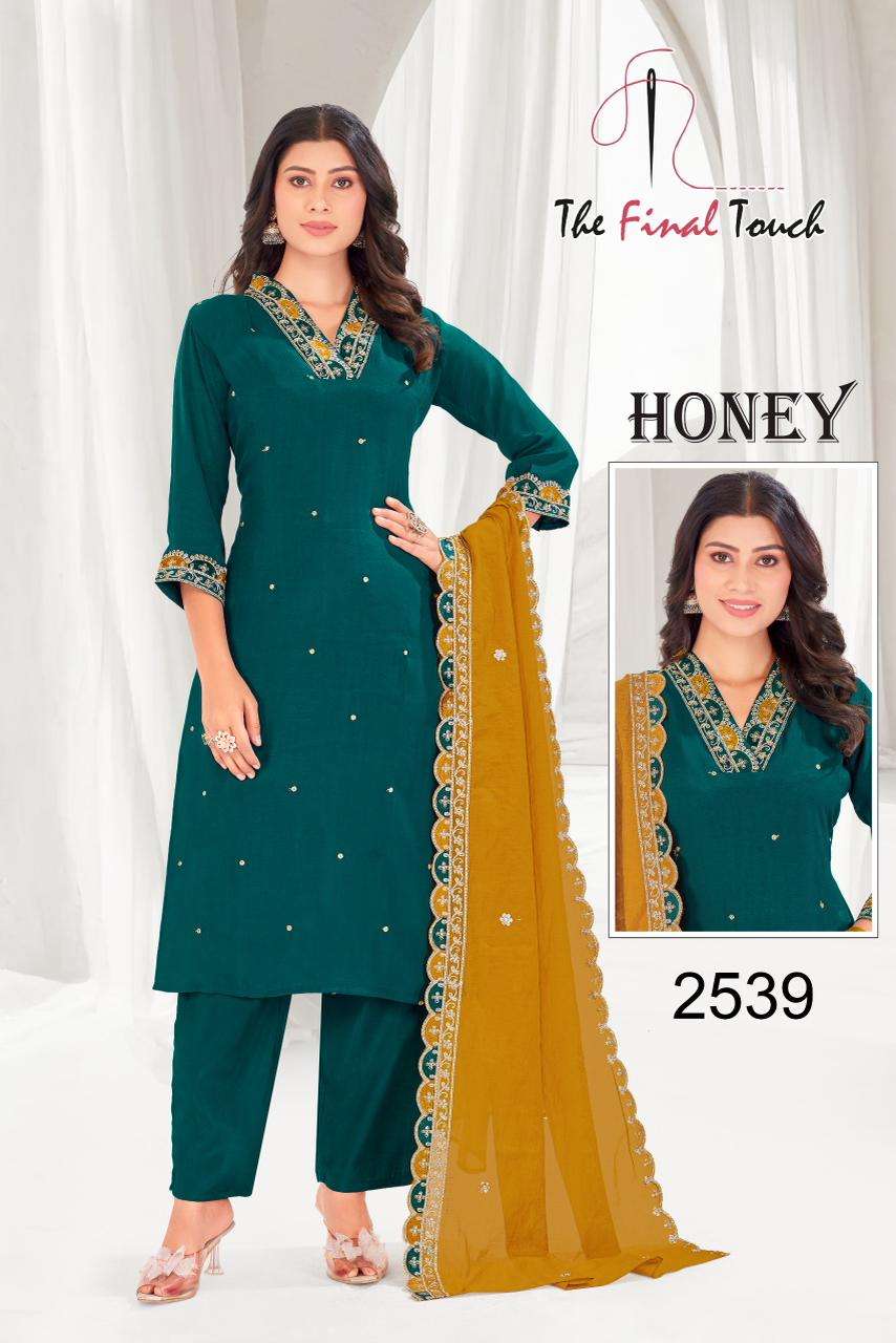 HONEY BY R R FASHION IN MAL CHANDERI WITH EMBROIDERY WORK & COTTON INNER 