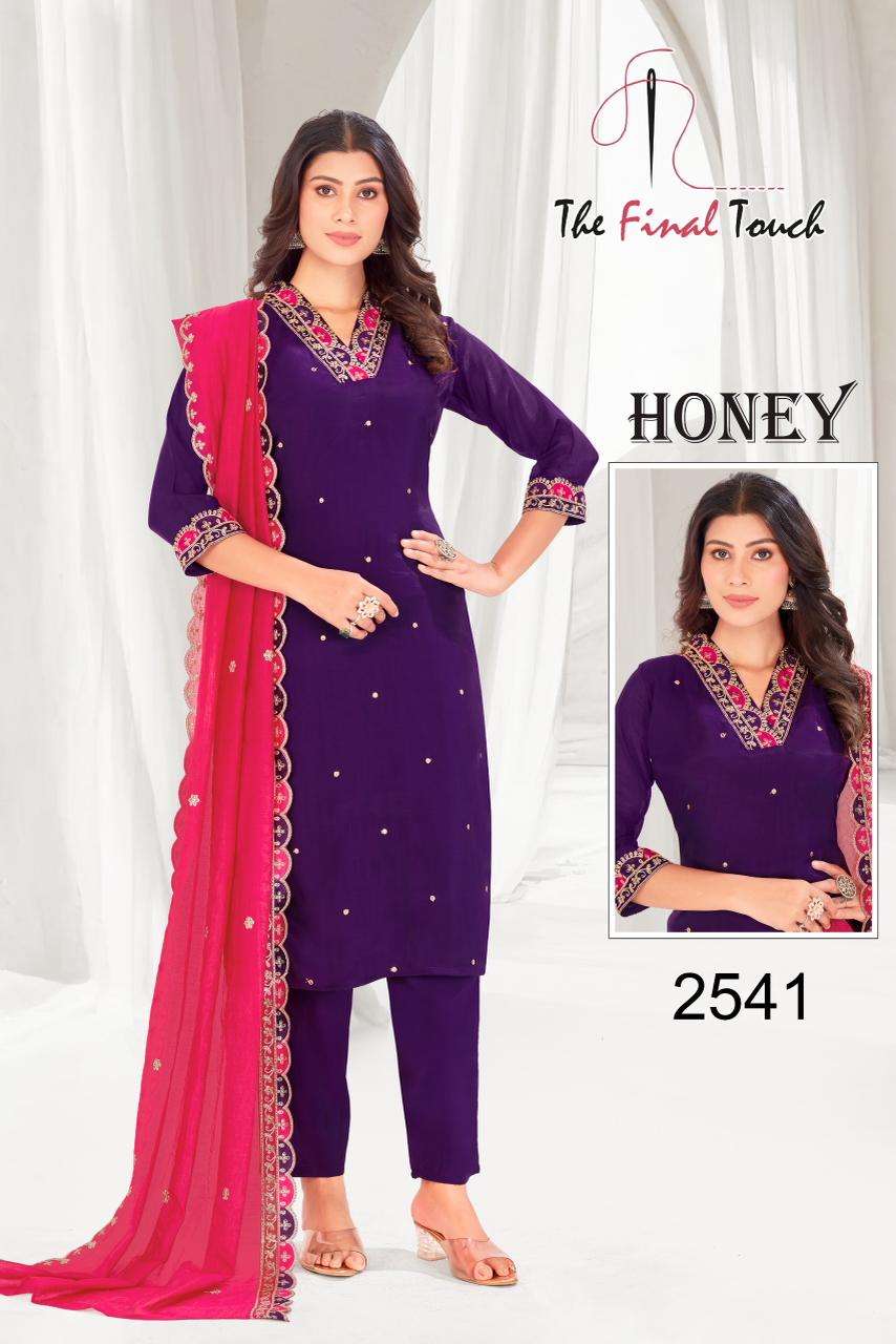 HONEY BY R R FASHION IN MAL CHANDERI WITH EMBROIDERY WORK & COTTON INNER 