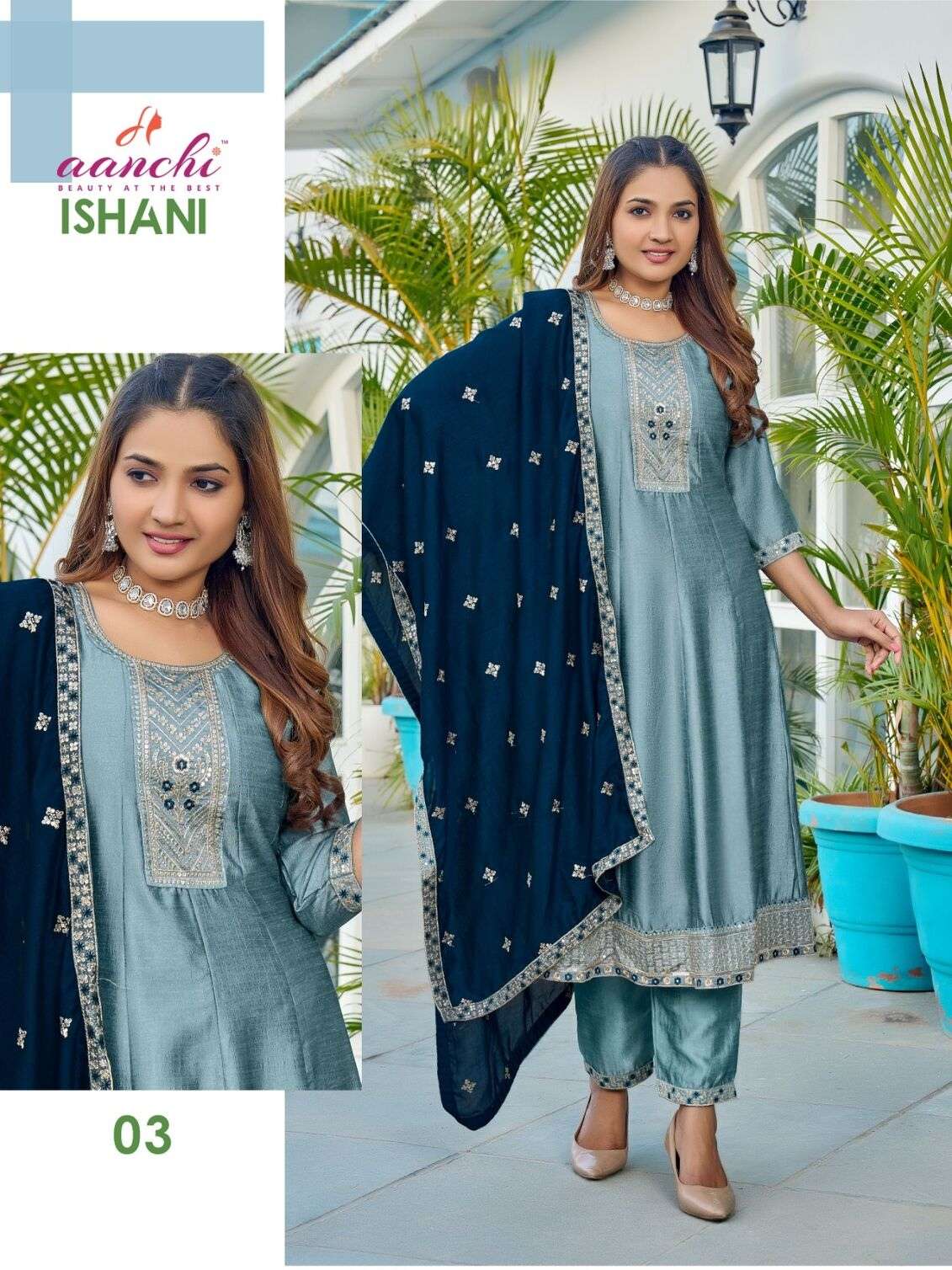 ISHANI BY AANCHI IN VICHITRA SILK WITH FANCY DUPATTA WORK 3 PCS SET 