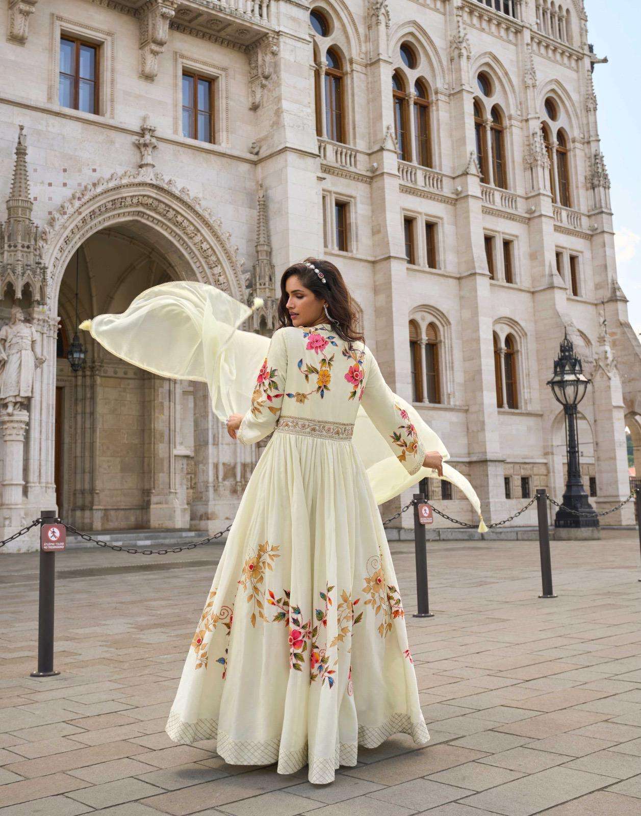 JHALAK BY SAYURI DESIGNER IN REAL CHINON SILK STYLIST FRONT AND BACK GOWN WITH DUPATTA