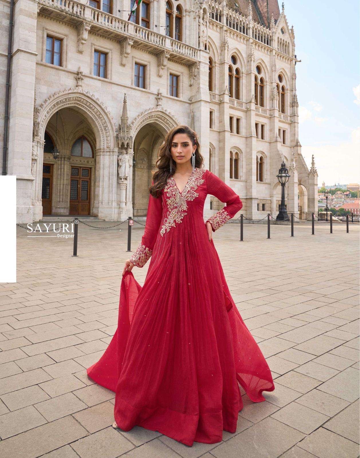 JHALAK BY SAYURI DESIGNER IN REAL CHINON SILK STYLIST FRONT AND BACK GOWN WITH DUPATTA