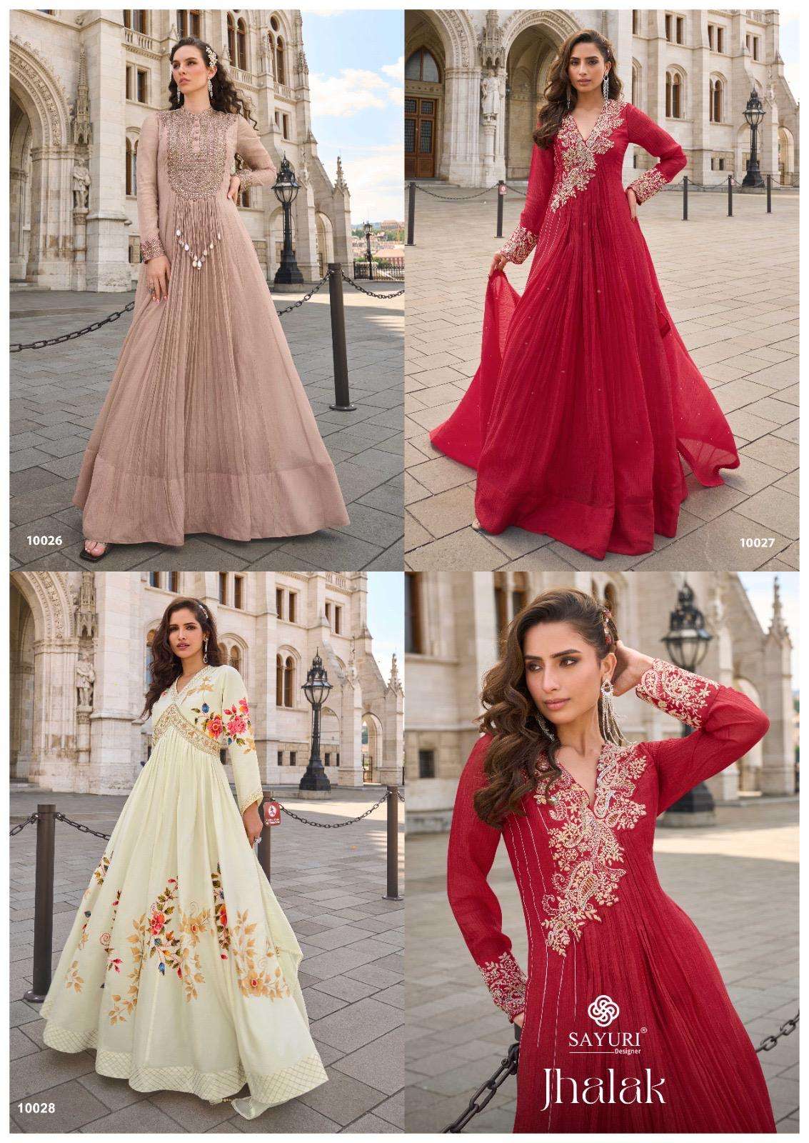 JHALAK BY SAYURI DESIGNER IN REAL CHINON SILK STYLIST FRONT AND BACK GOWN WITH DUPATTA