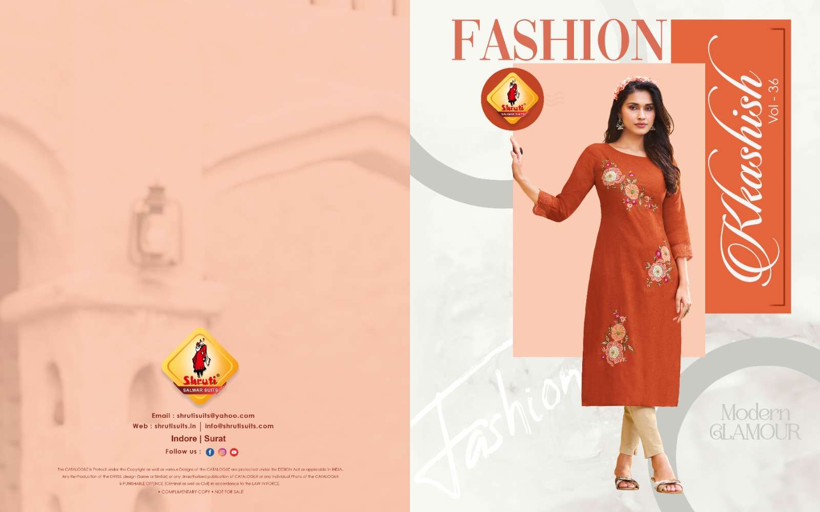 KKASHISH VOL-36 BY SHRUTI SUITS IN PURE COTTON LINEN STYLISH EMBROIDERY WORK KURTI PANT 
