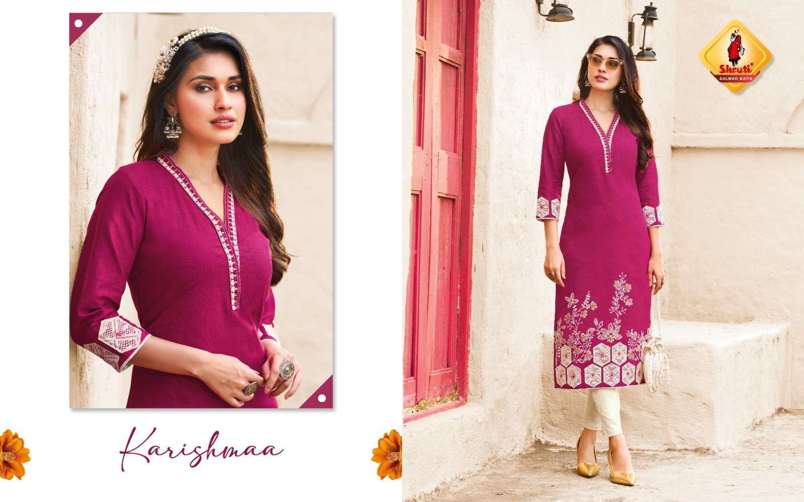 KKASHISH VOL-36 BY SHRUTI SUITS IN PURE COTTON LINEN STYLISH EMBROIDERY WORK KURTI PANT 