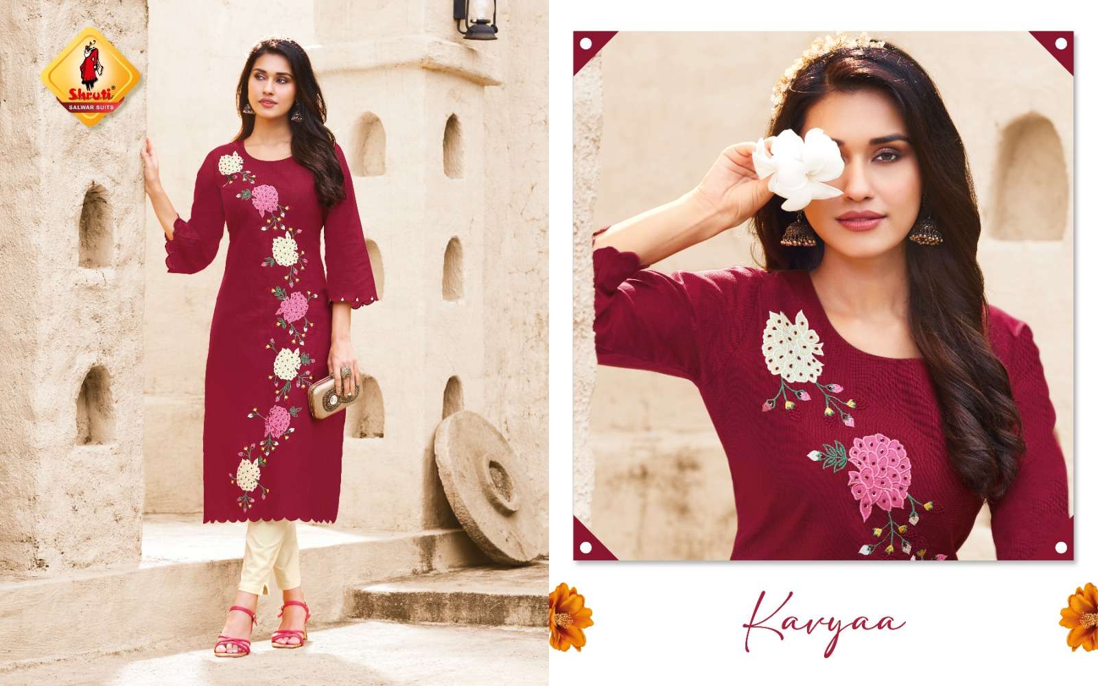 KKASHISH VOL-36 BY SHRUTI SUITS IN PURE COTTON LINEN STYLISH EMBROIDERY WORK KURTI PANT 