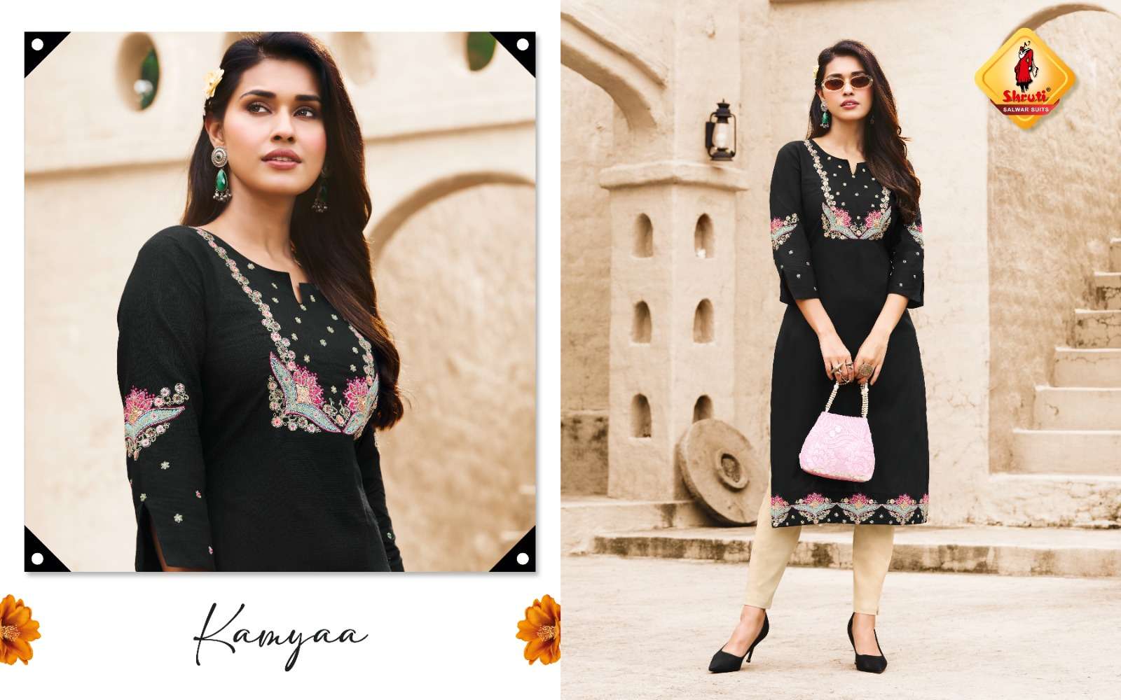 KKASHISH VOL-36 BY SHRUTI SUITS IN PURE COTTON LINEN STYLISH EMBROIDERY WORK KURTI PANT 