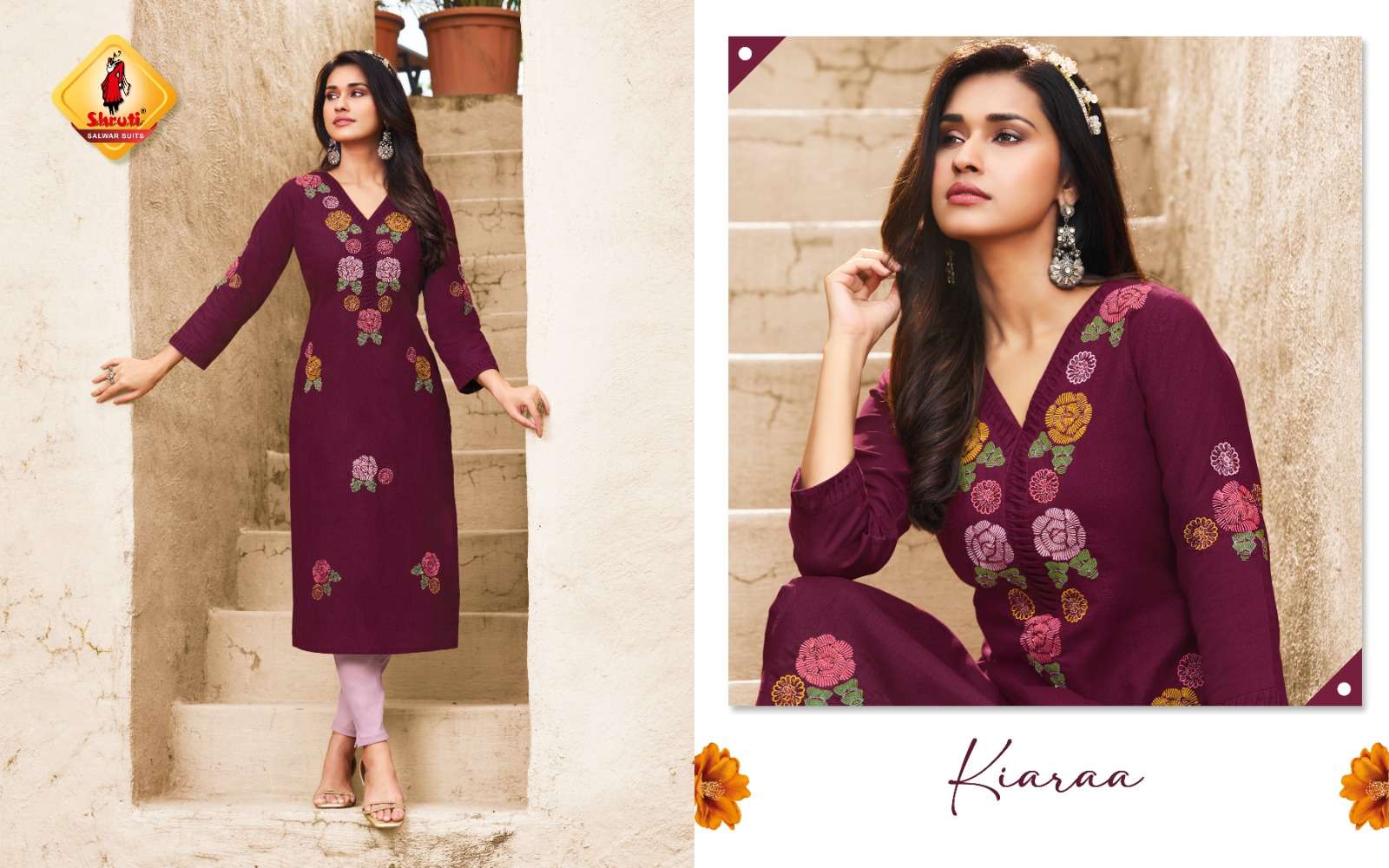 KKASHISH VOL-36 BY SHRUTI SUITS IN PURE COTTON LINEN STYLISH EMBROIDERY WORK KURTI PANT 