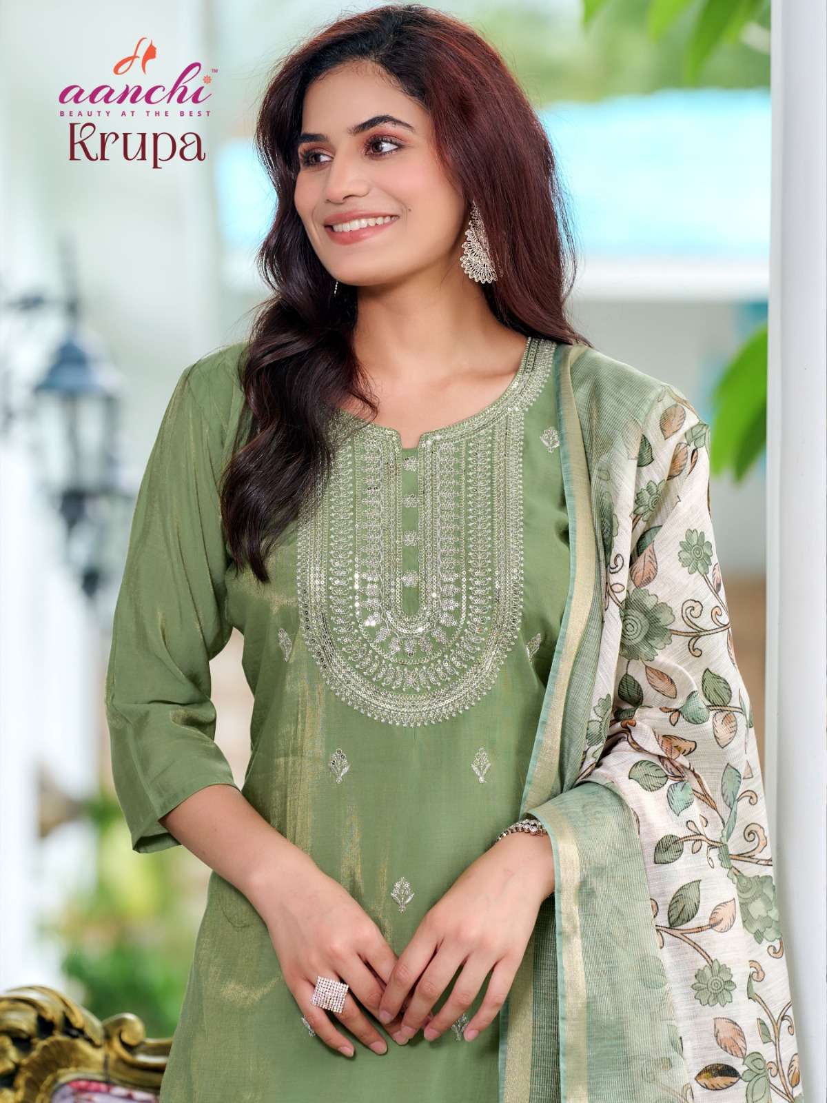 KRUPA BY AANCHI IN ROMAN SHIMMER WITH FANCY DIGITAL DUPATTA 3 PCS SET 