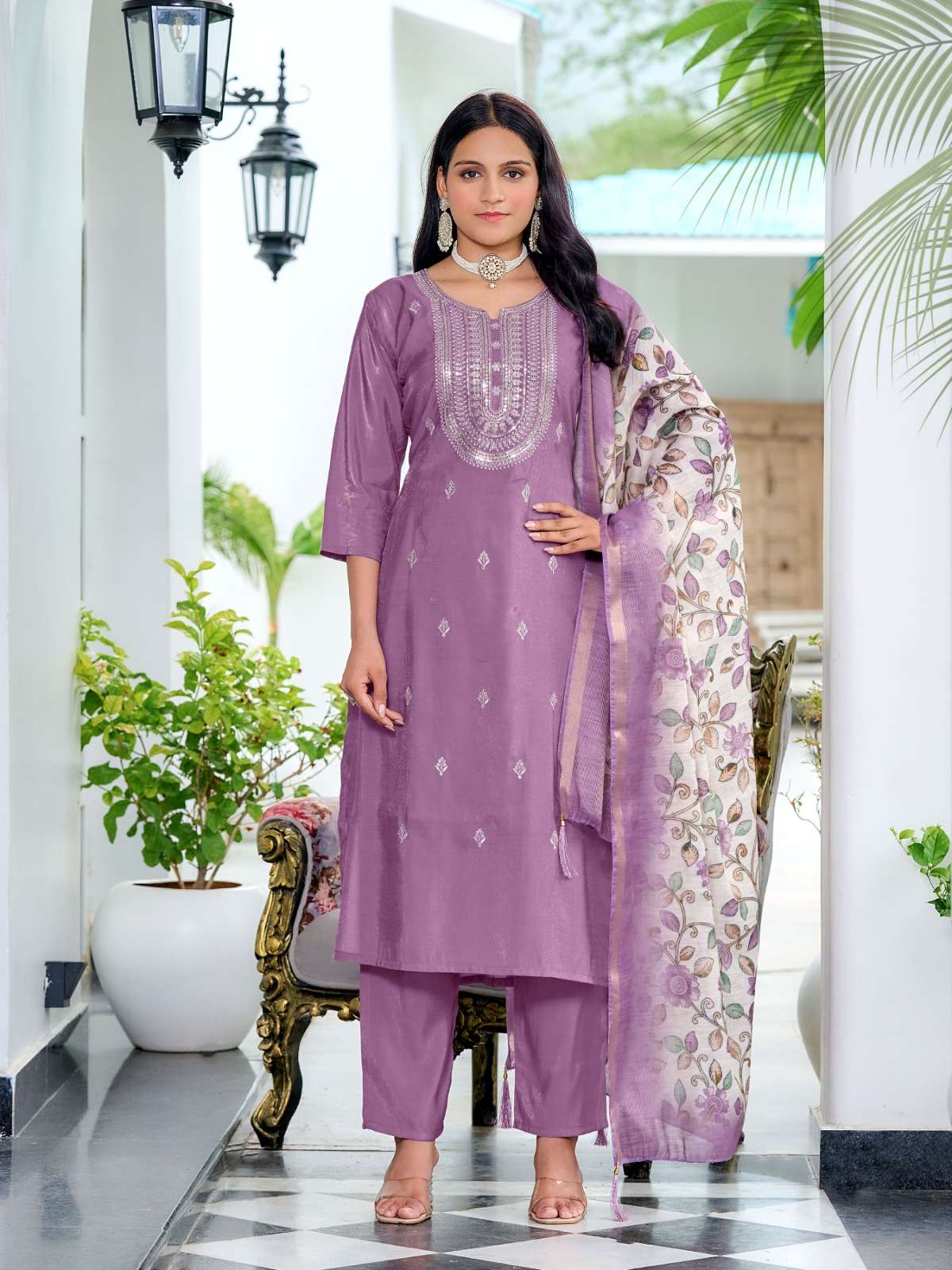 KRUPA BY AANCHI IN ROMAN SHIMMER WITH FANCY DIGITAL DUPATTA 3 PCS SET 