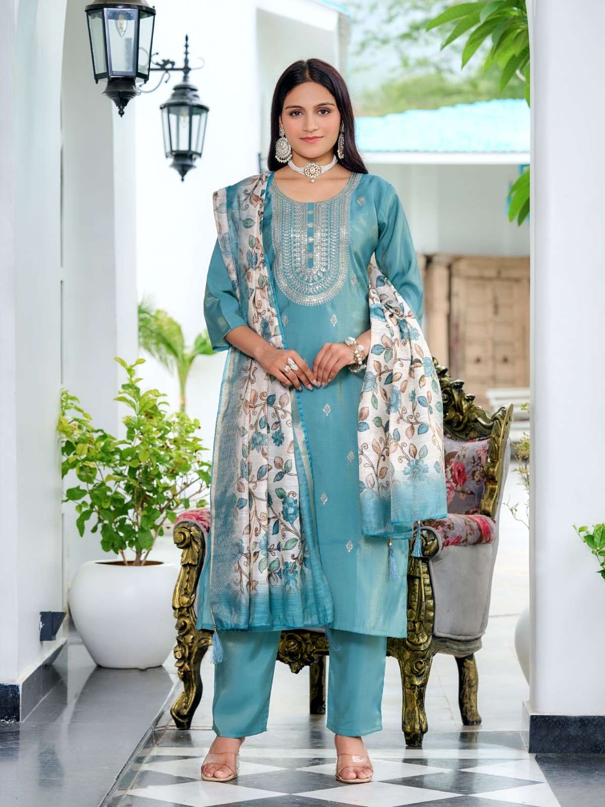 KRUPA BY AANCHI IN ROMAN SHIMMER WITH FANCY DIGITAL DUPATTA 3 PCS SET 