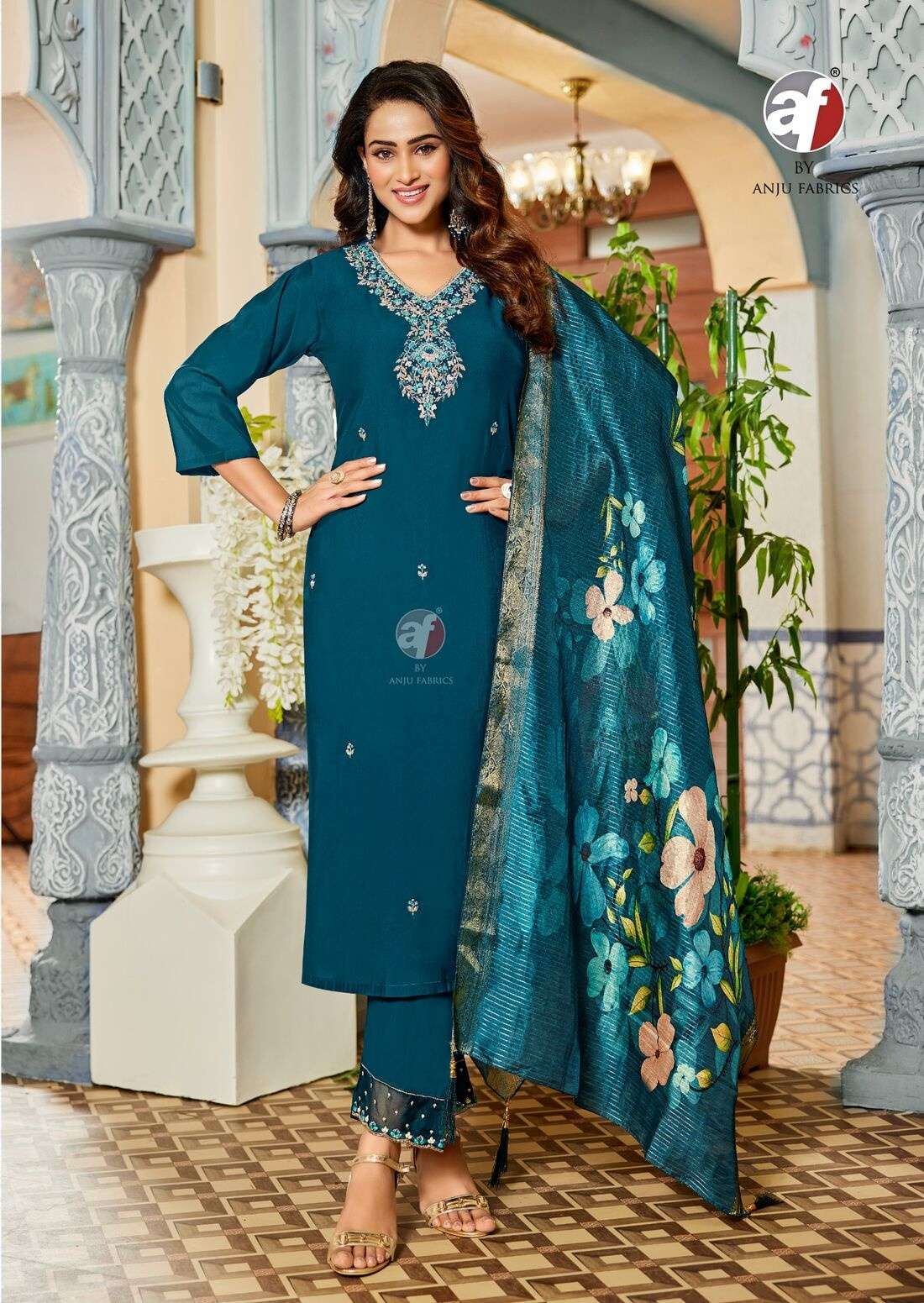 MAYRA VOL-8 BY ANJU FABRICS IN MODAL SILK KURTI PANT & DUPATTA WITH HEAVY HANDWORK 