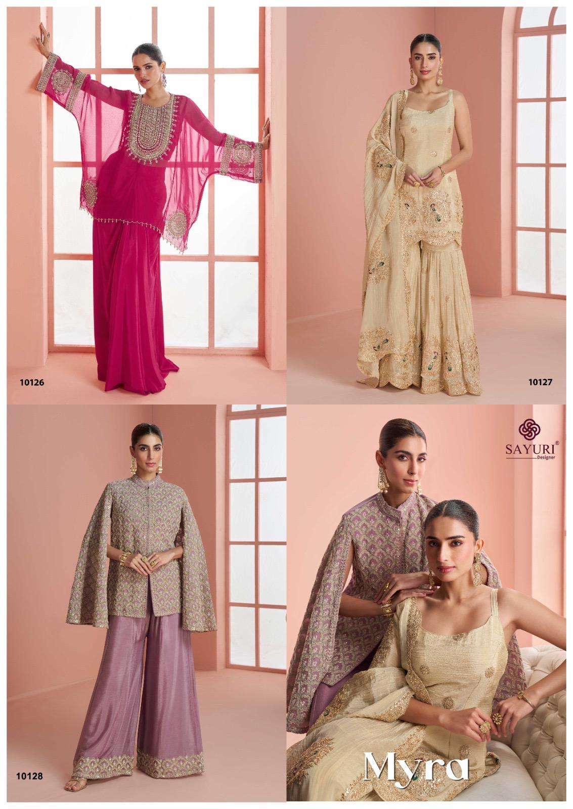 MYRA BY SAYURI DESIGNER IN PREMIUM REAL CHINON SILK WEDDING LOOK TOP WITH GHARARA