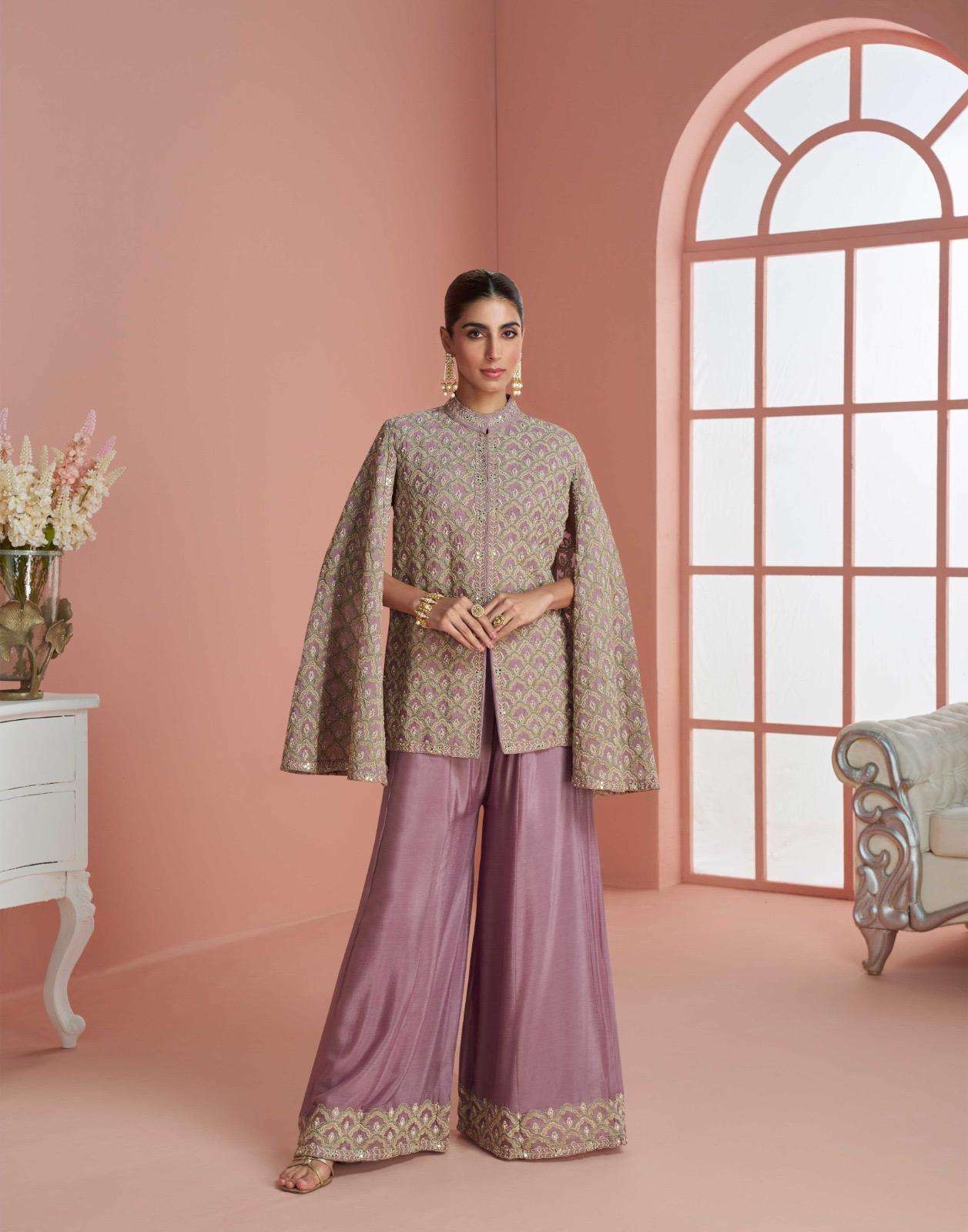 MYRA BY SAYURI DESIGNER IN PREMIUM REAL CHINON SILK WEDDING LOOK TOP WITH GHARARA