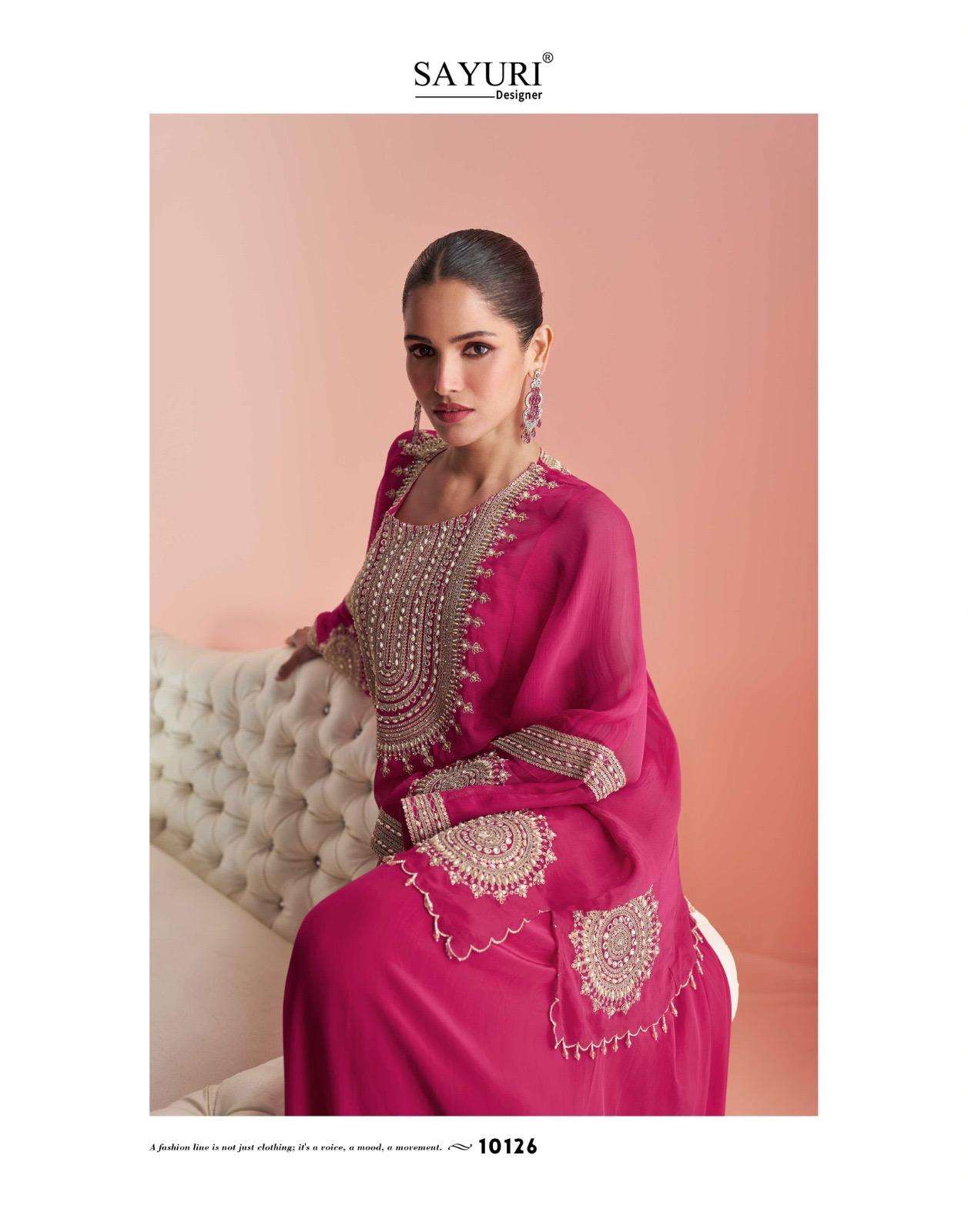 MYRA BY SAYURI DESIGNER IN PREMIUM REAL CHINON SILK WEDDING LOOK TOP WITH GHARARA