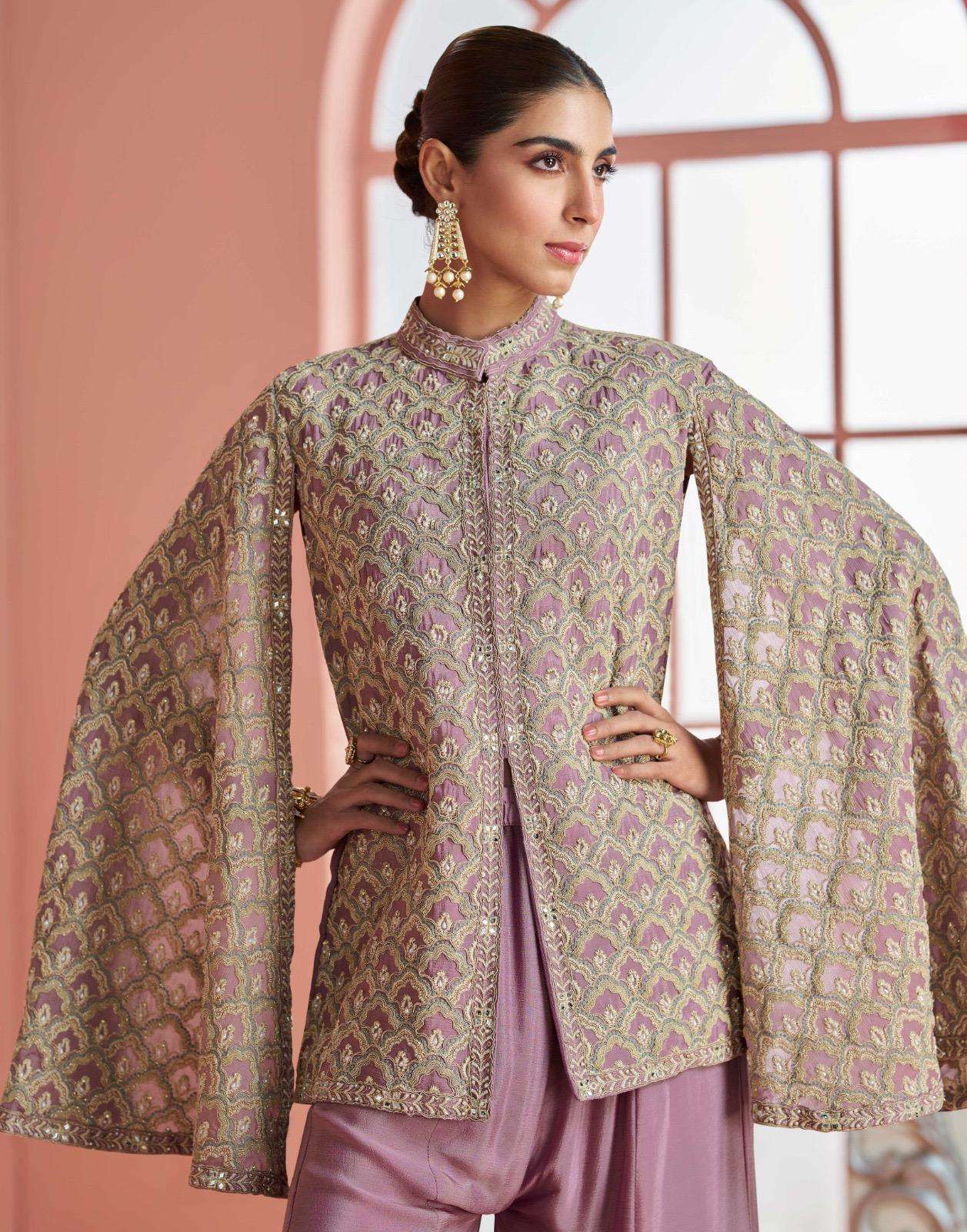 MYRA BY SAYURI DESIGNER IN PREMIUM REAL CHINON SILK WEDDING LOOK TOP WITH GHARARA