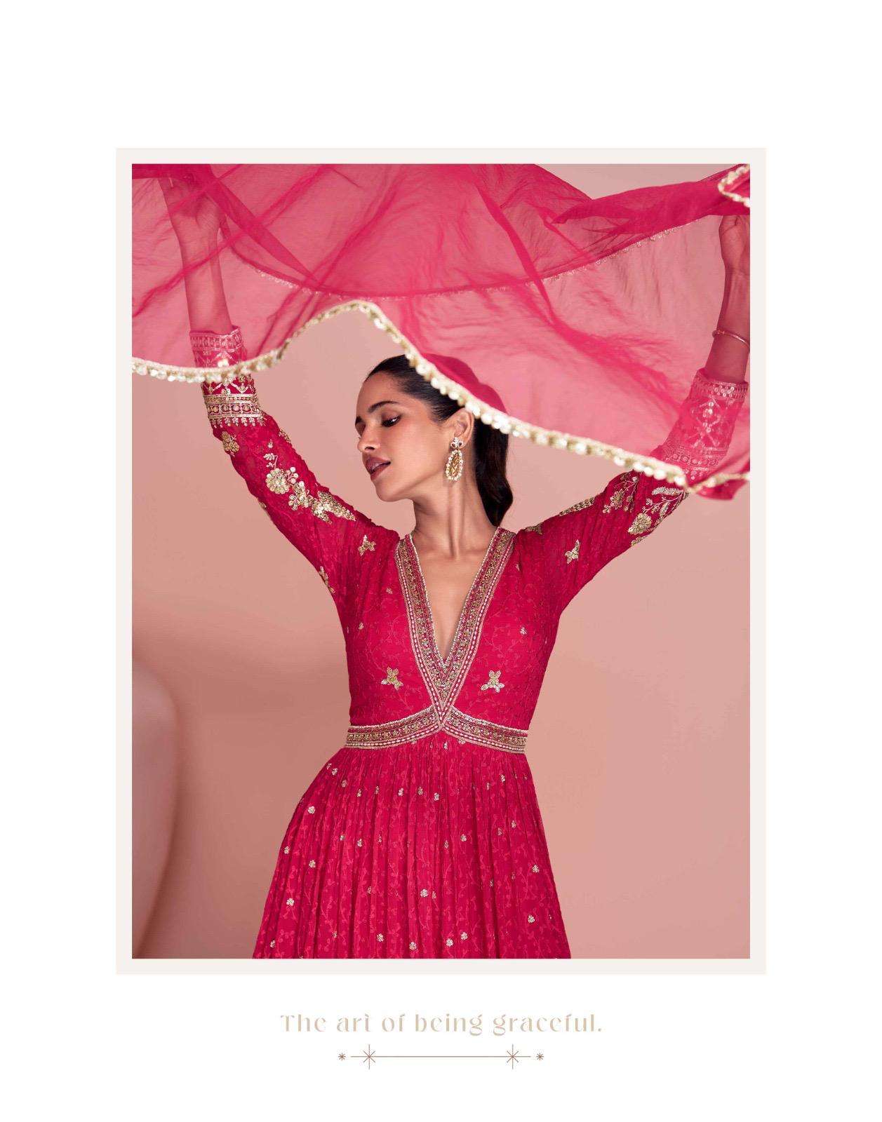 NAVYA BY SAYURI DESIGNER IN PREMIUM REAL GEORGETTE EMBROIDERED GOWN WITH DUPATTA