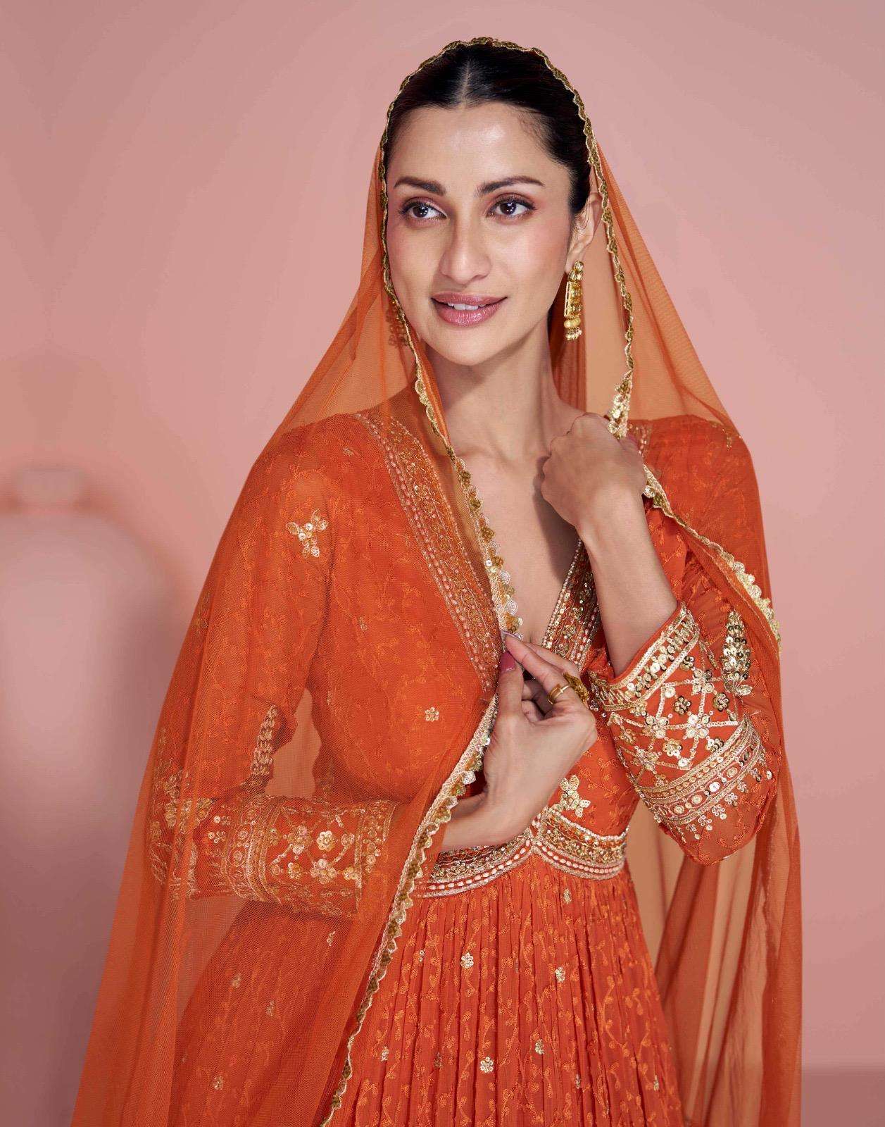 NAVYA BY SAYURI DESIGNER IN PREMIUM REAL GEORGETTE EMBROIDERED GOWN WITH DUPATTA