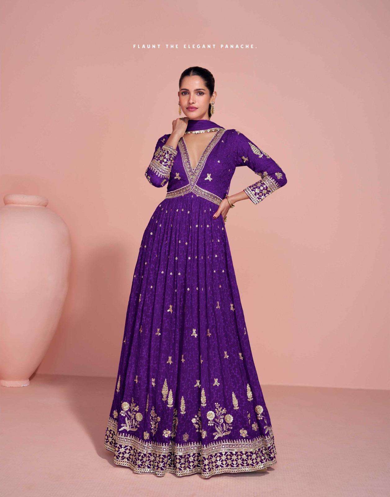 NAVYA BY SAYURI DESIGNER IN PREMIUM REAL GEORGETTE EMBROIDERED GOWN WITH DUPATTA