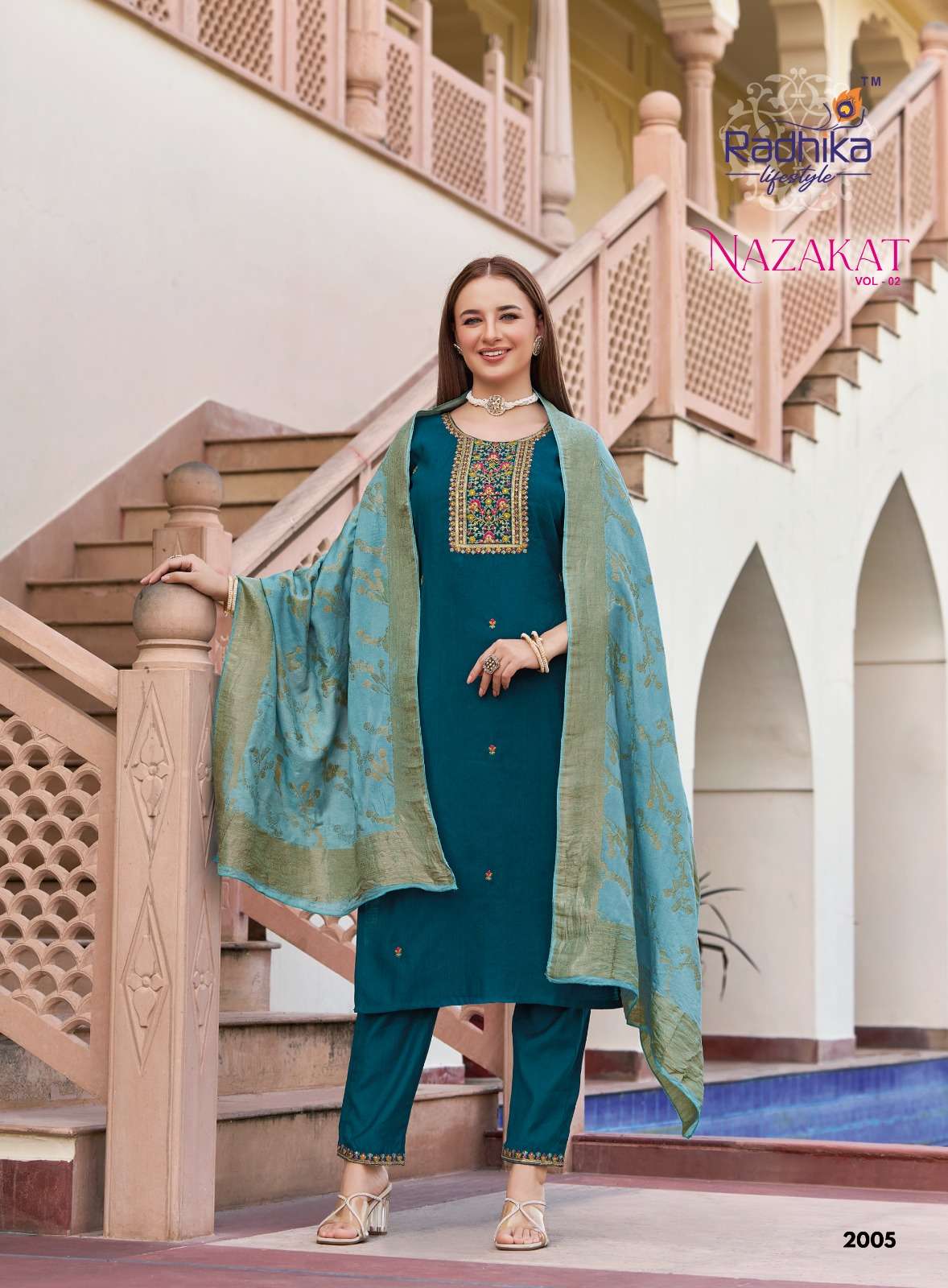 NAZAKAT VOL-2 BY RADHIKA LIFESTYLE IN VATICAN SILK KURTI PANT WITH JACQUARD DUPATTA 
