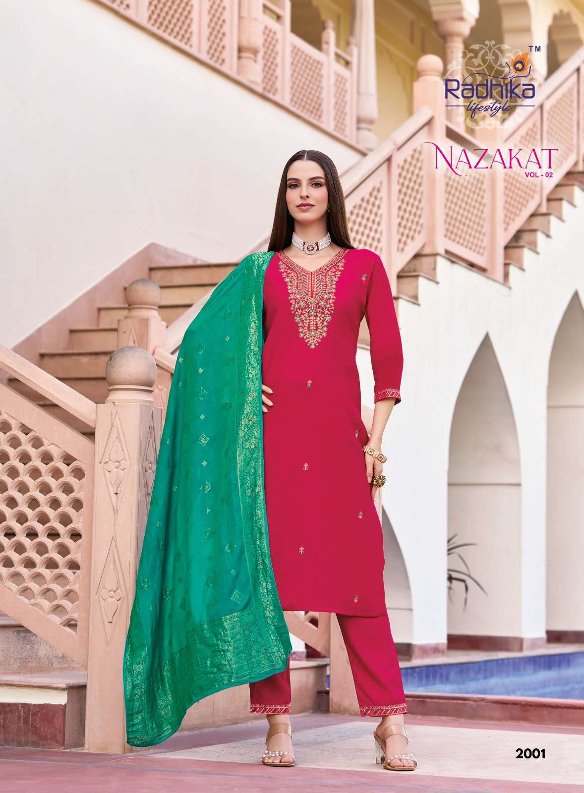 NAZAKAT VOL-2 BY RADHIKA LIFESTYLE IN VATICAN SILK KURTI PANT WITH JACQUARD DUPATTA 