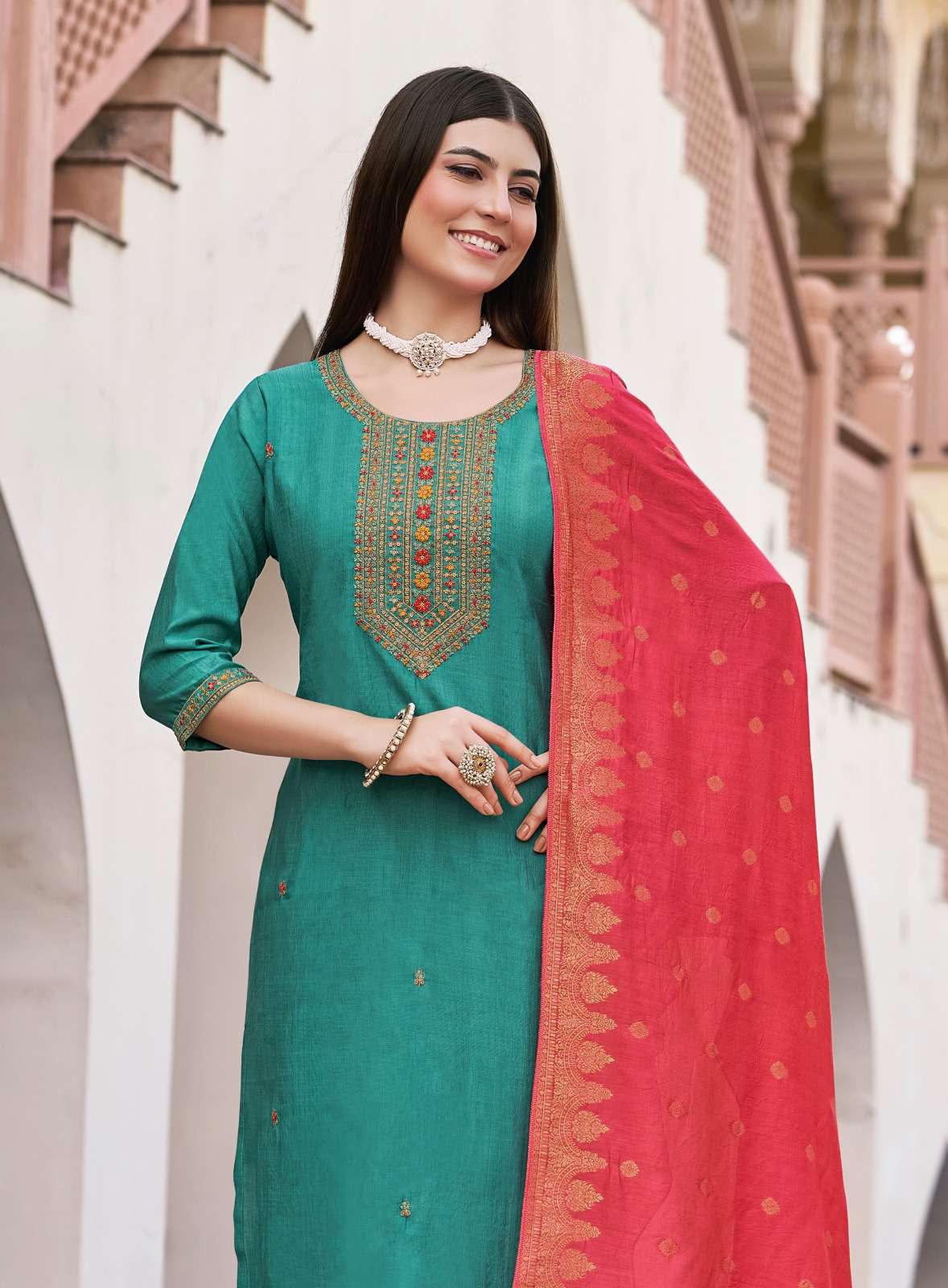 NAZAKAT VOL-2 BY RADHIKA LIFESTYLE IN VATICAN SILK KURTI PANT WITH JACQUARD DUPATTA 