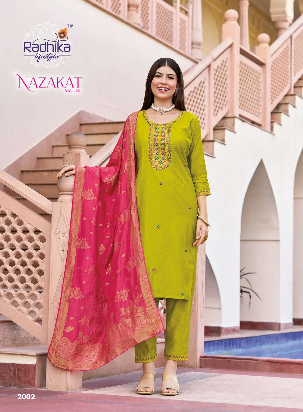 NAZAKAT VOL-2 BY RADHIKA LIFESTYLE IN VATICAN SILK KURTI PANT WITH JACQUARD DUPATTA 