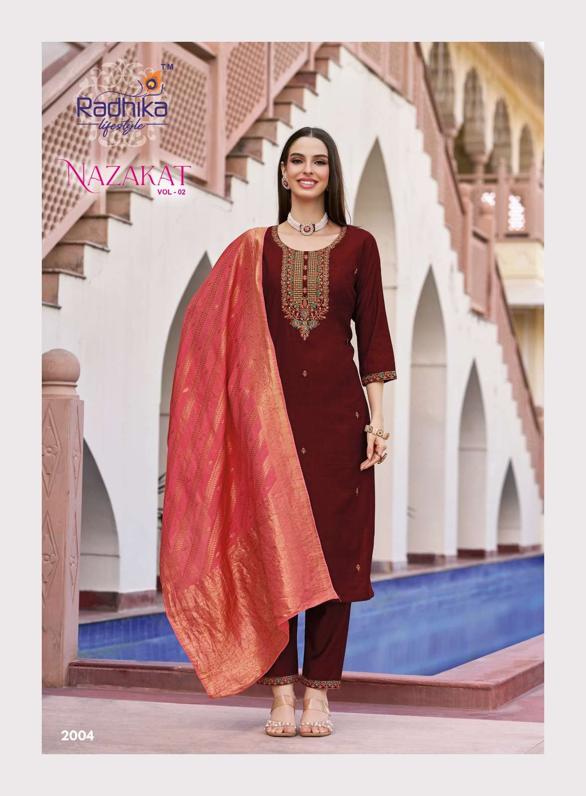 NAZAKAT VOL-2 BY RADHIKA LIFESTYLE IN VATICAN SILK KURTI PANT WITH JACQUARD DUPATTA 
