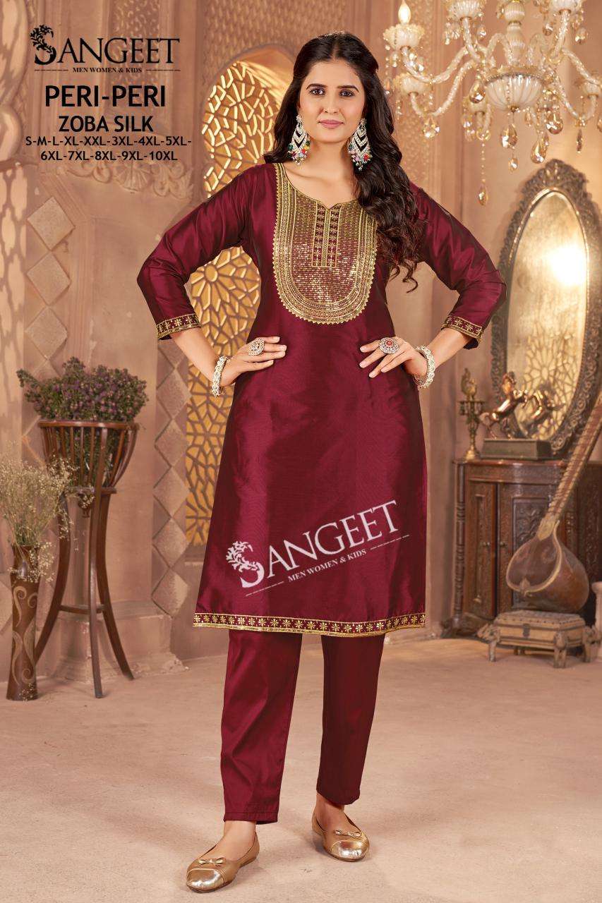 PERI-PERI BY SANGEET IN ZOBA SILK WITH HEAVY EMBROIDERY SEQUENCE WORK WOMEN’S WEAR