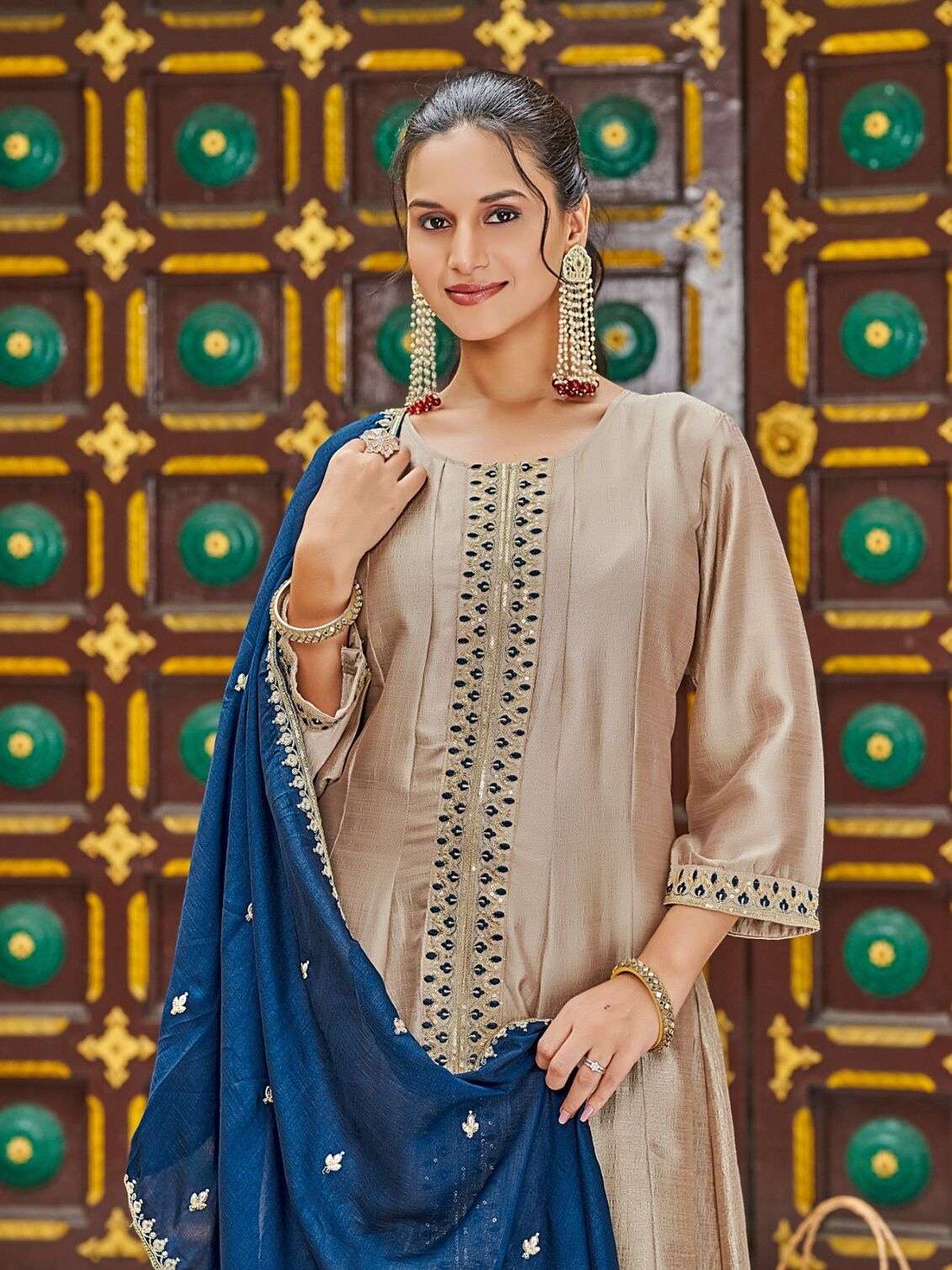 PLUS ZUBINA BY AANCHI IN VICHITRA SILK WITH FANCY CONTRAS DUPATTA WORK 