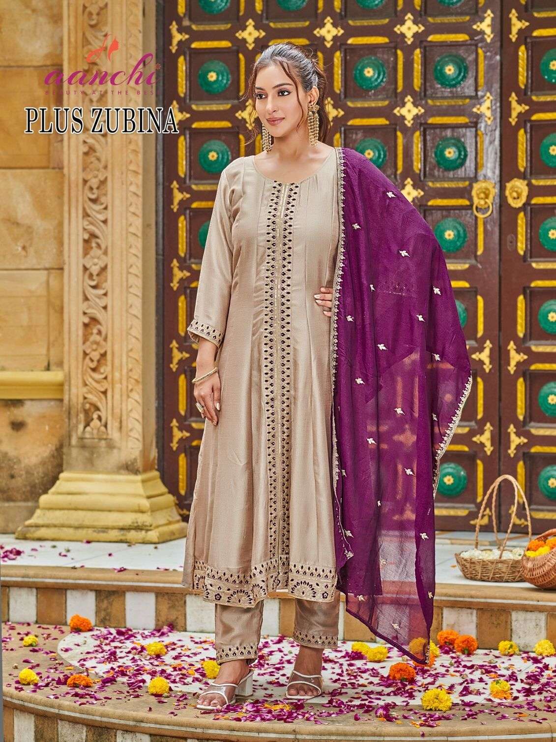 PLUS ZUBINA BY AANCHI IN VICHITRA SILK WITH FANCY CONTRAS DUPATTA WORK 