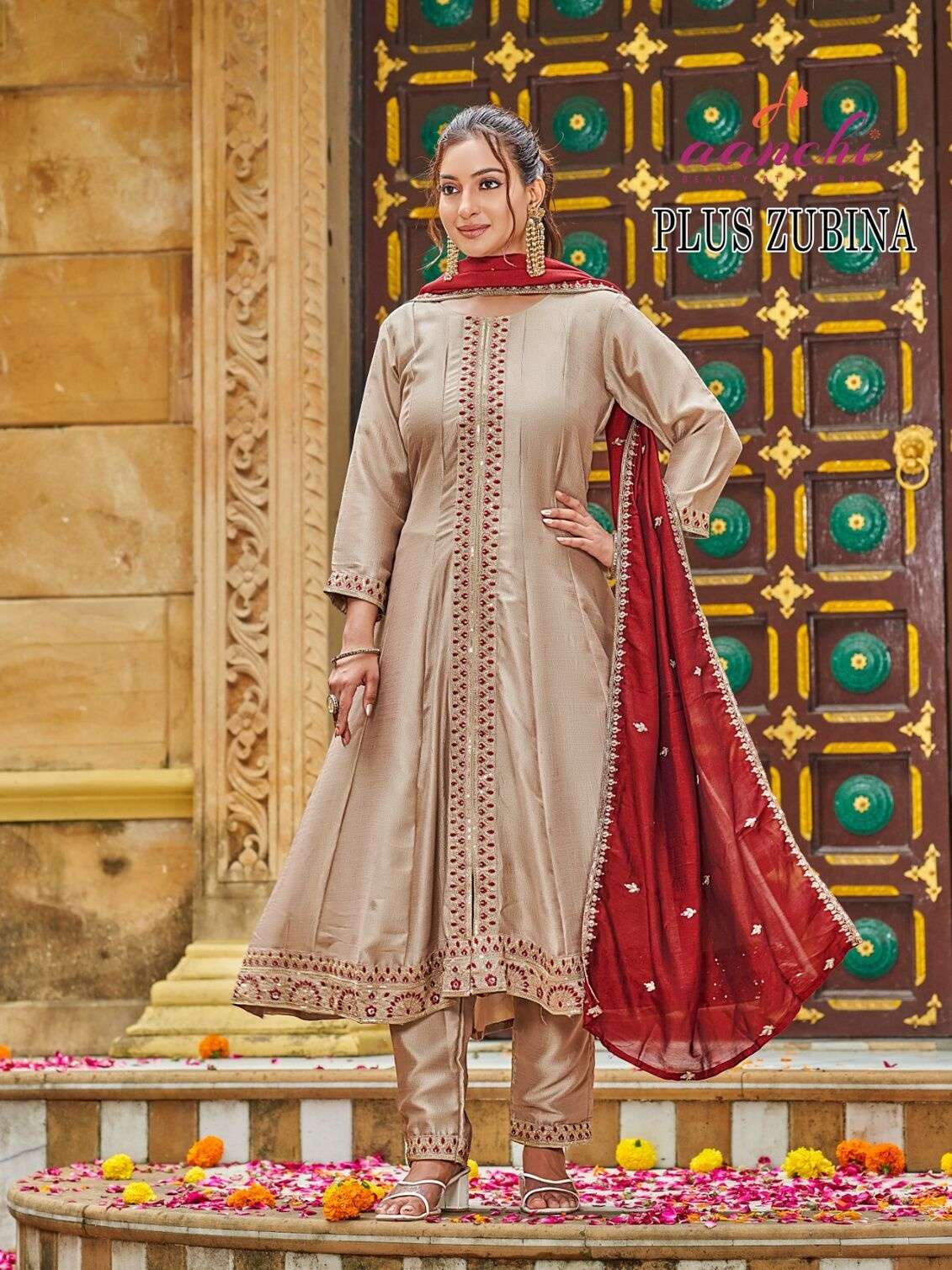 PLUS ZUBINA BY AANCHI IN VICHITRA SILK WITH FANCY CONTRAS DUPATTA WORK 