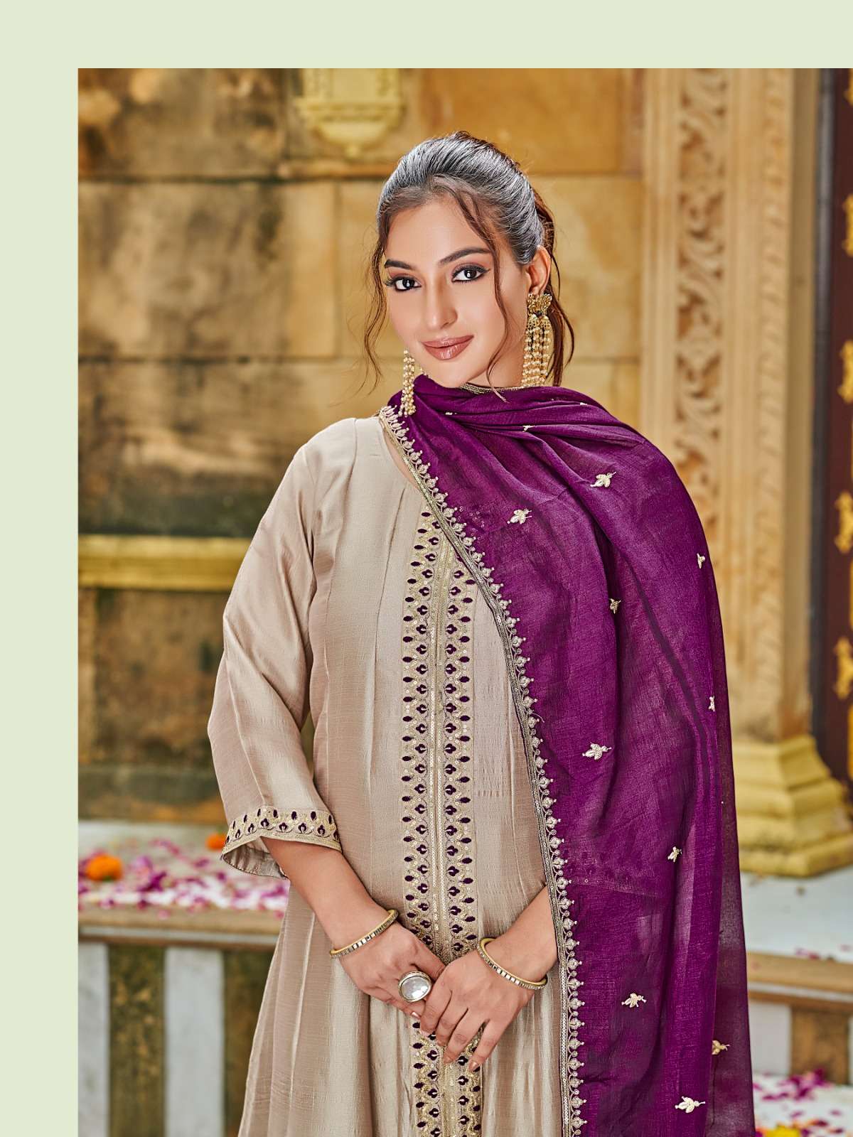 PLUS ZUBINA BY AANCHI IN VICHITRA SILK WITH FANCY CONTRAS DUPATTA WORK 