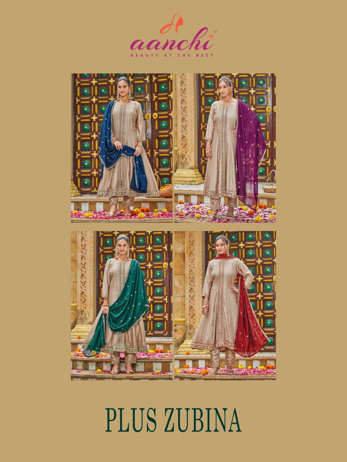 PLUS ZUBINA BY AANCHI IN VICHITRA SILK WITH FANCY CONTRAS DUPATTA WORK 