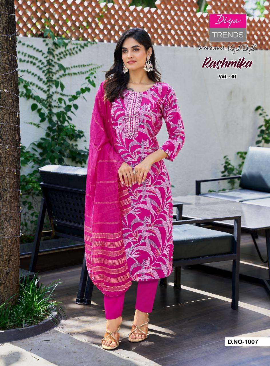 RASHMIKA VOL-1 BY DITA TRENDZ IN VATICAN PRINT STRAIGHT KURTI WITH PANT & DUPATTA