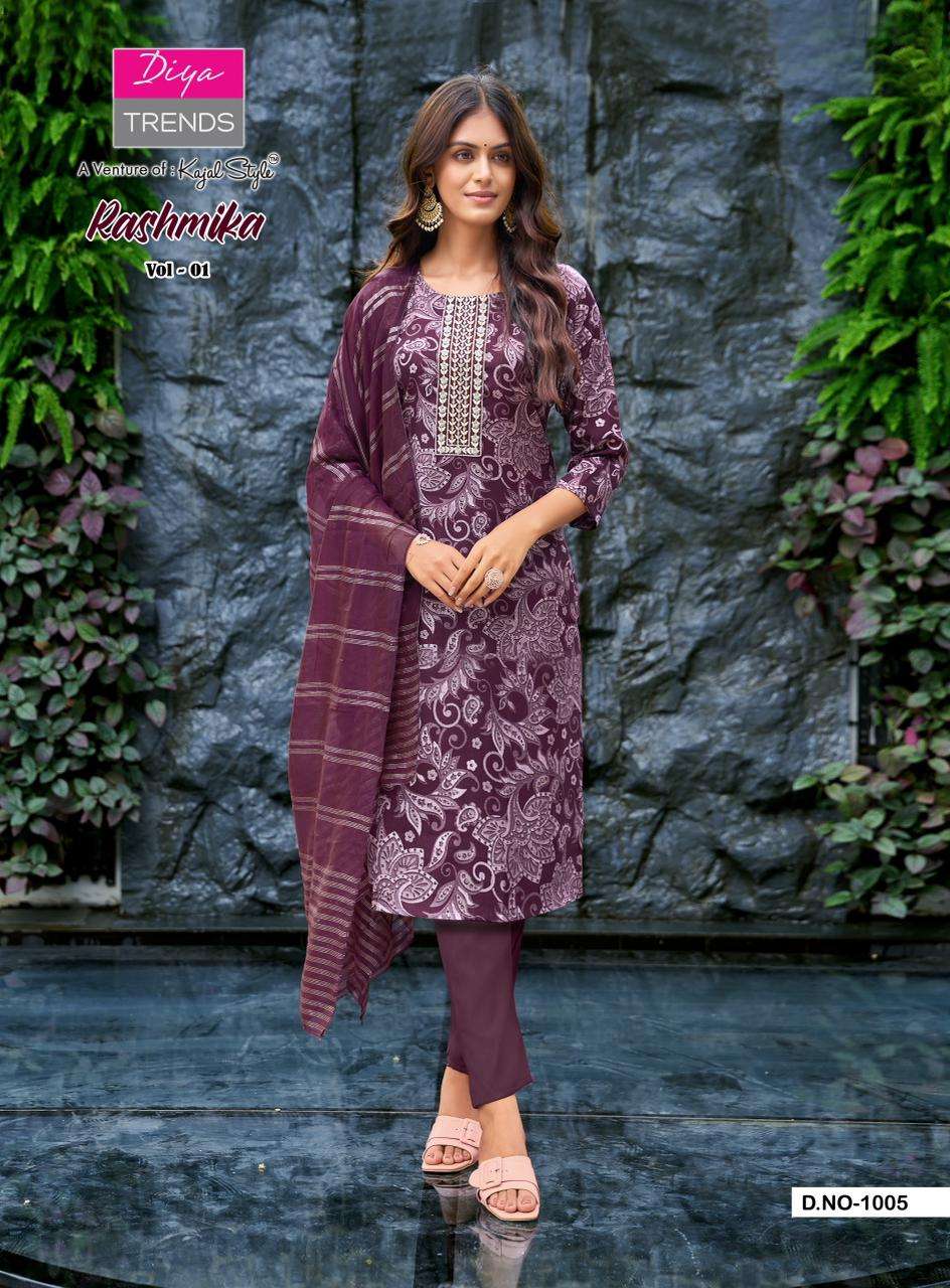RASHMIKA VOL-1 BY DITA TRENDZ IN VATICAN PRINT STRAIGHT KURTI WITH PANT & DUPATTA