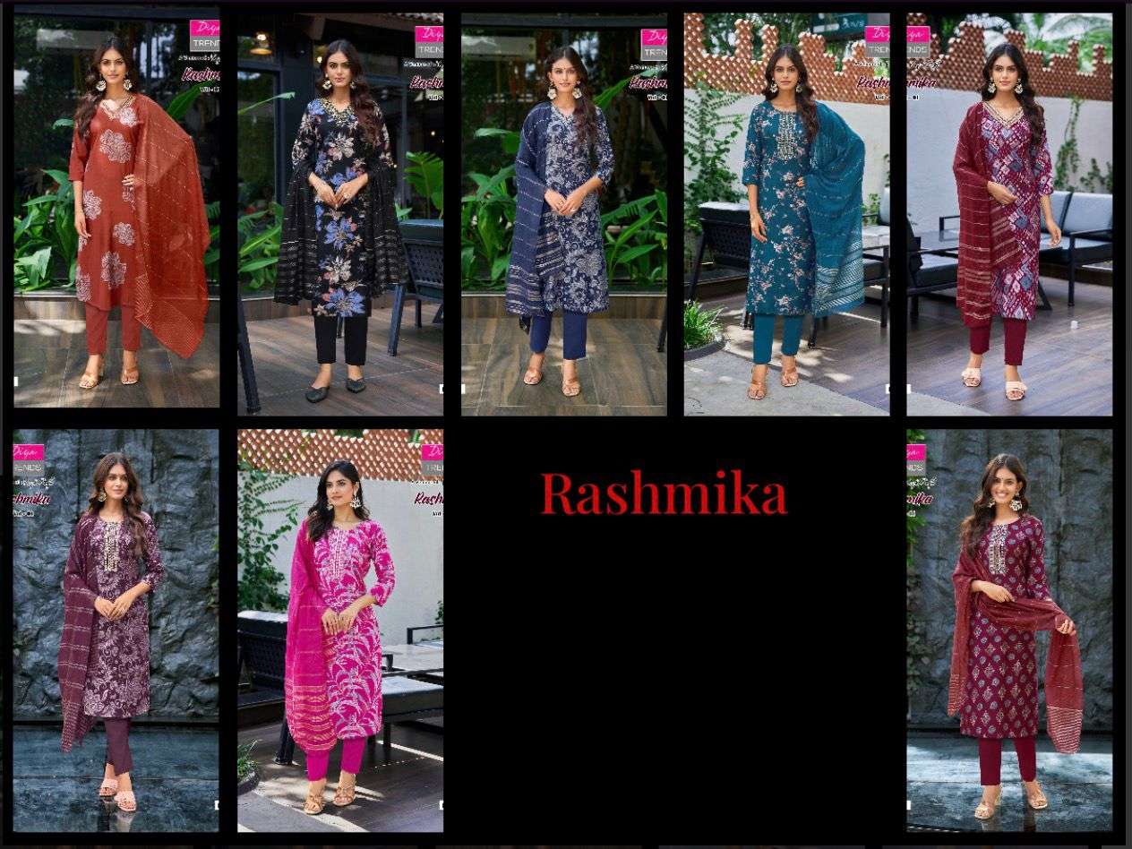 RASHMIKA VOL-1 BY DITA TRENDZ IN VATICAN PRINT STRAIGHT KURTI WITH PANT & DUPATTA