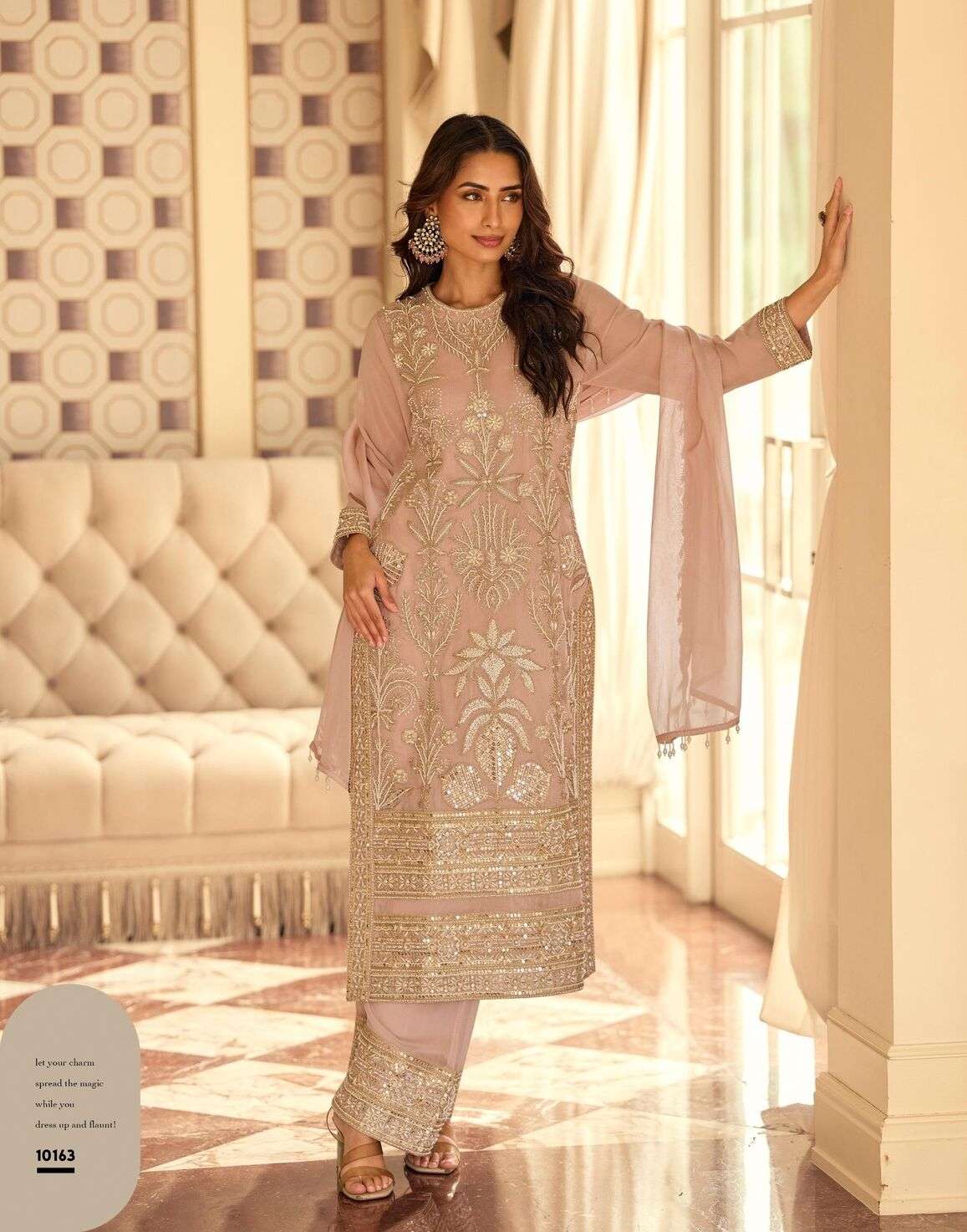RISHTA BY SAYURI DESIGNER IN REAL GEROGETTE WITH HEAVY EMBROIDERED BEADS WORK 