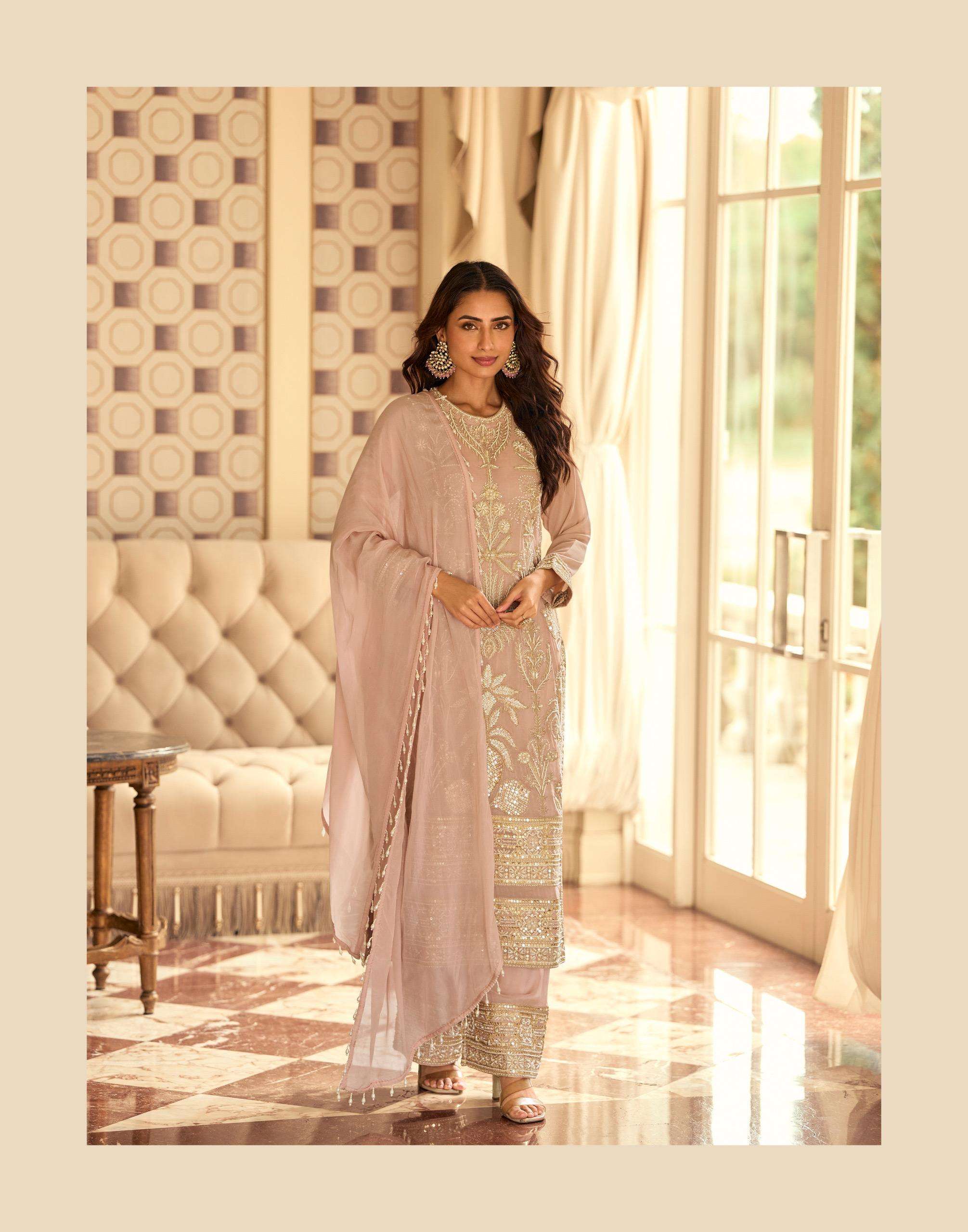 RISHTA BY SAYURI DESIGNER IN REAL GEROGETTE WITH HEAVY EMBROIDERED BEADS WORK 